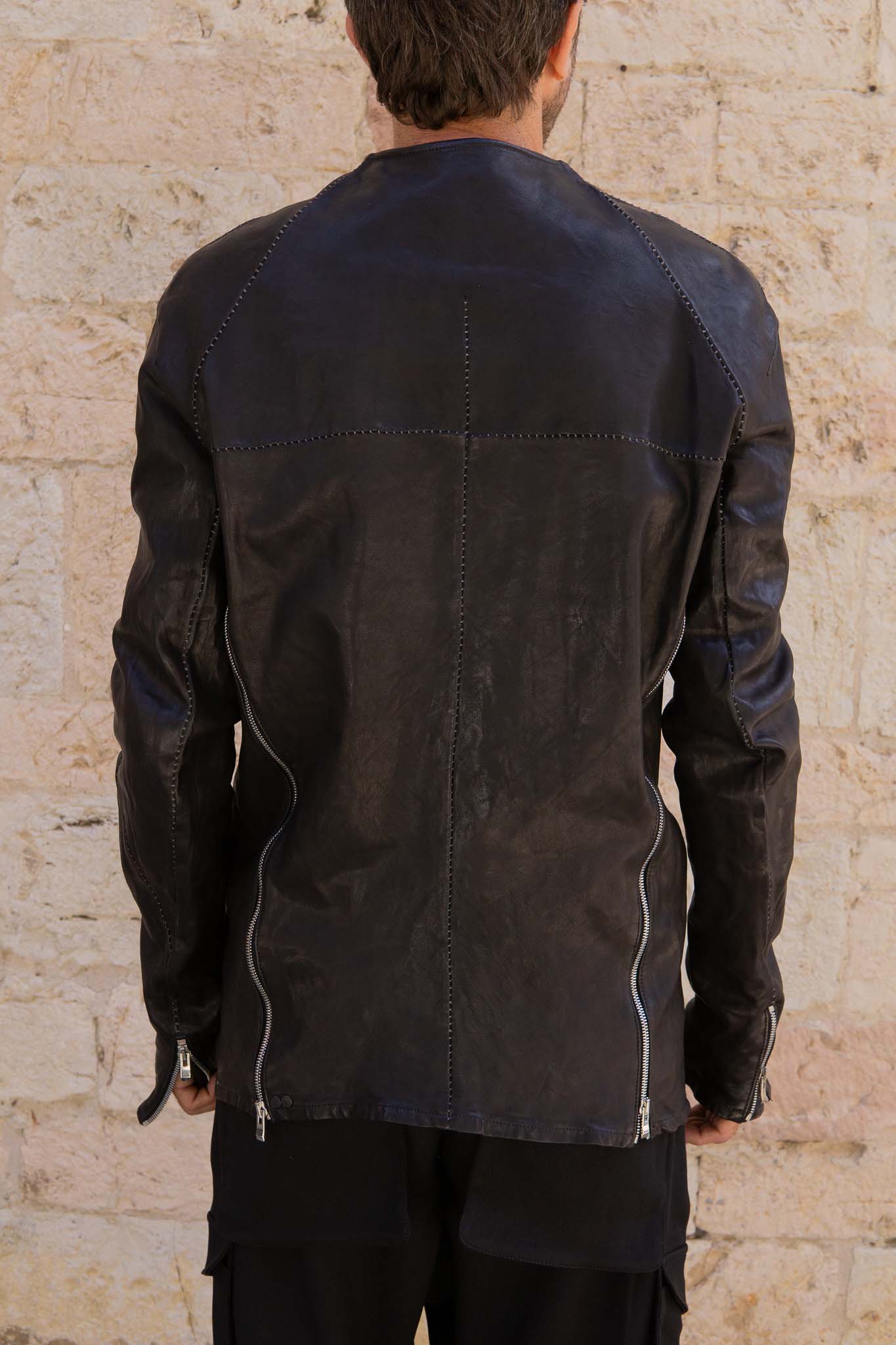 SHEEP LEATHER NO COLLAR PULL OVER MOTO IM-2 UNLINED