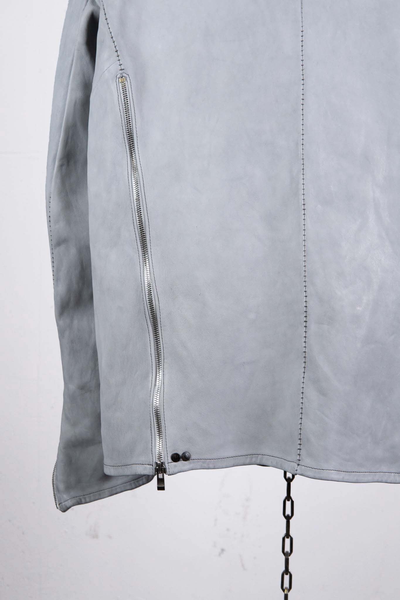 SHEEP WHITE LEATHER NO COLLAR PULL OVER MOTO IM-2 UNLINED