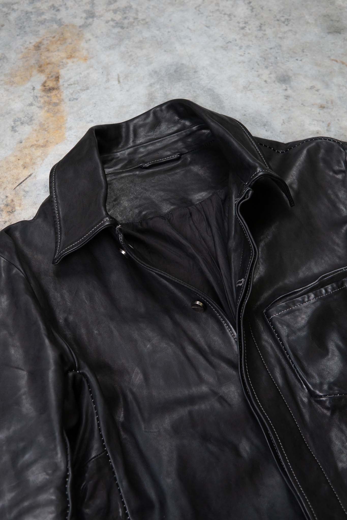 HORSE LEATHER SHIRT COLLAR  BLOUSON   MB-6 LINED