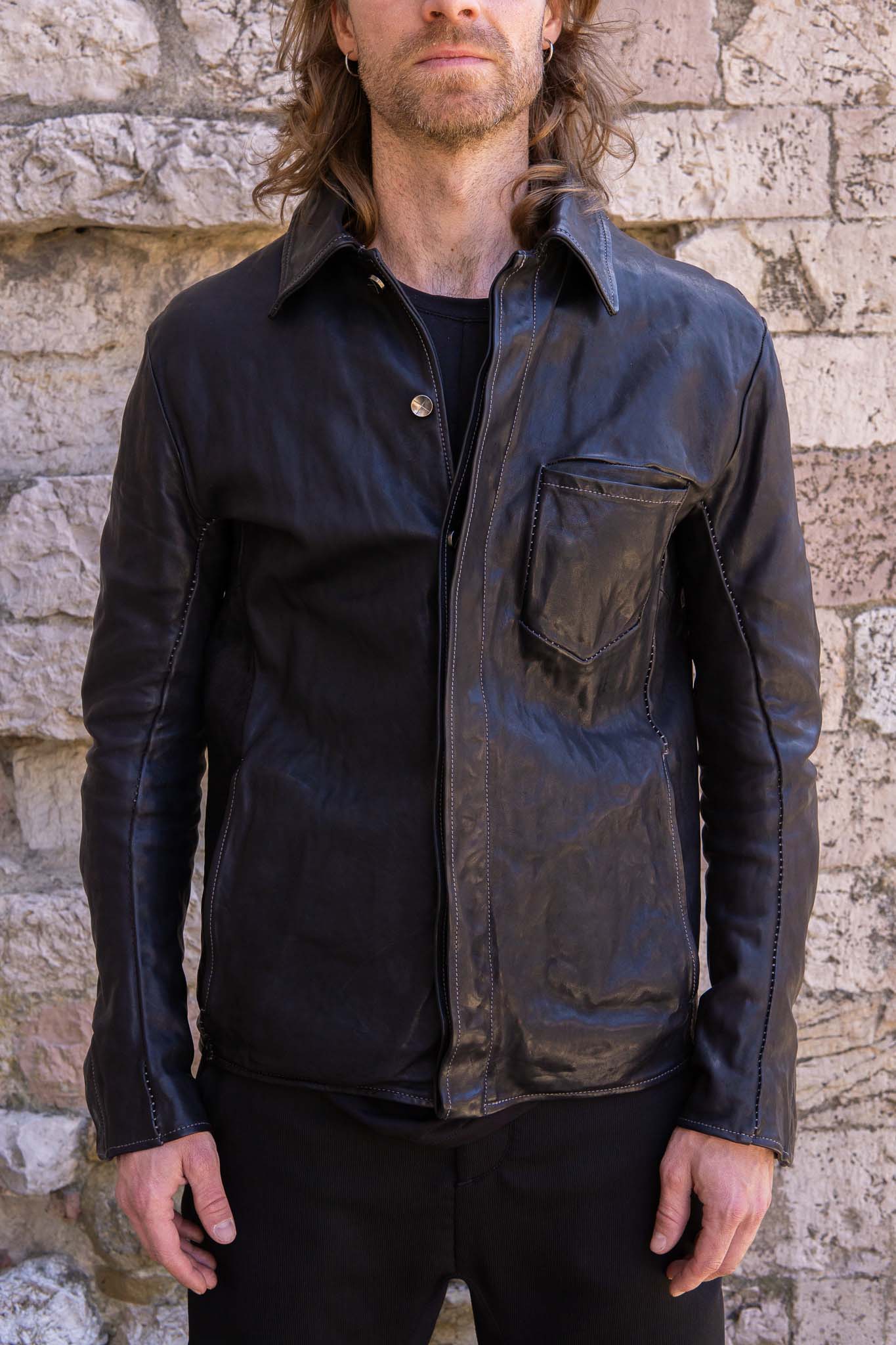 HORSE LEATHER SHIRT COLLAR  BLOUSON   MB-6 LINED