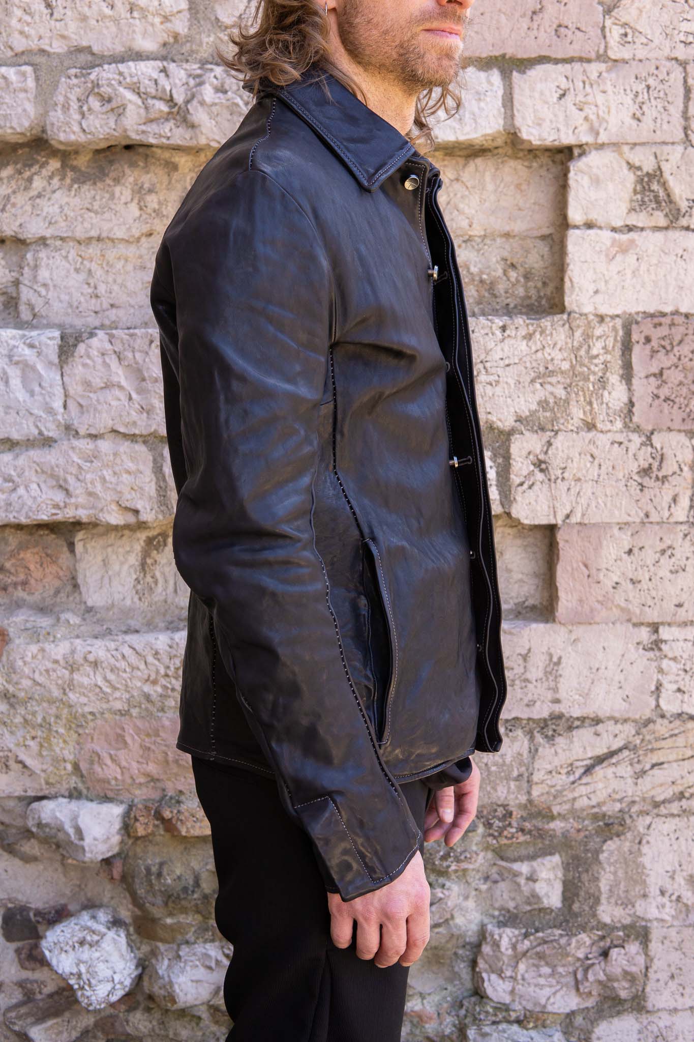 HORSE LEATHER SHIRT COLLAR  BLOUSON   MB-6 LINED