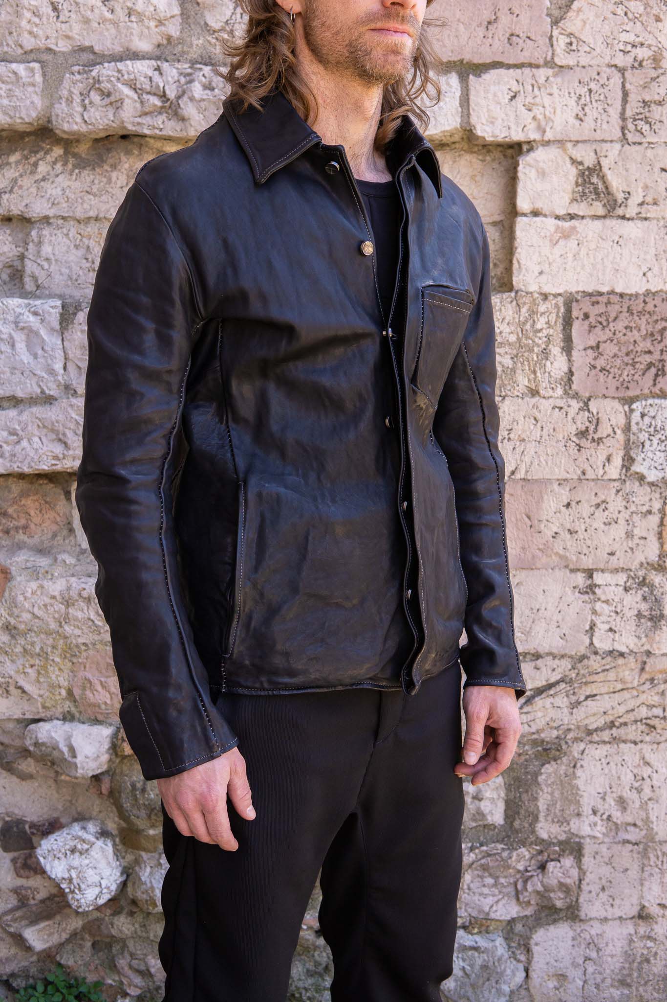 HORSE LEATHER SHIRT COLLAR  BLOUSON   MB-6 LINED