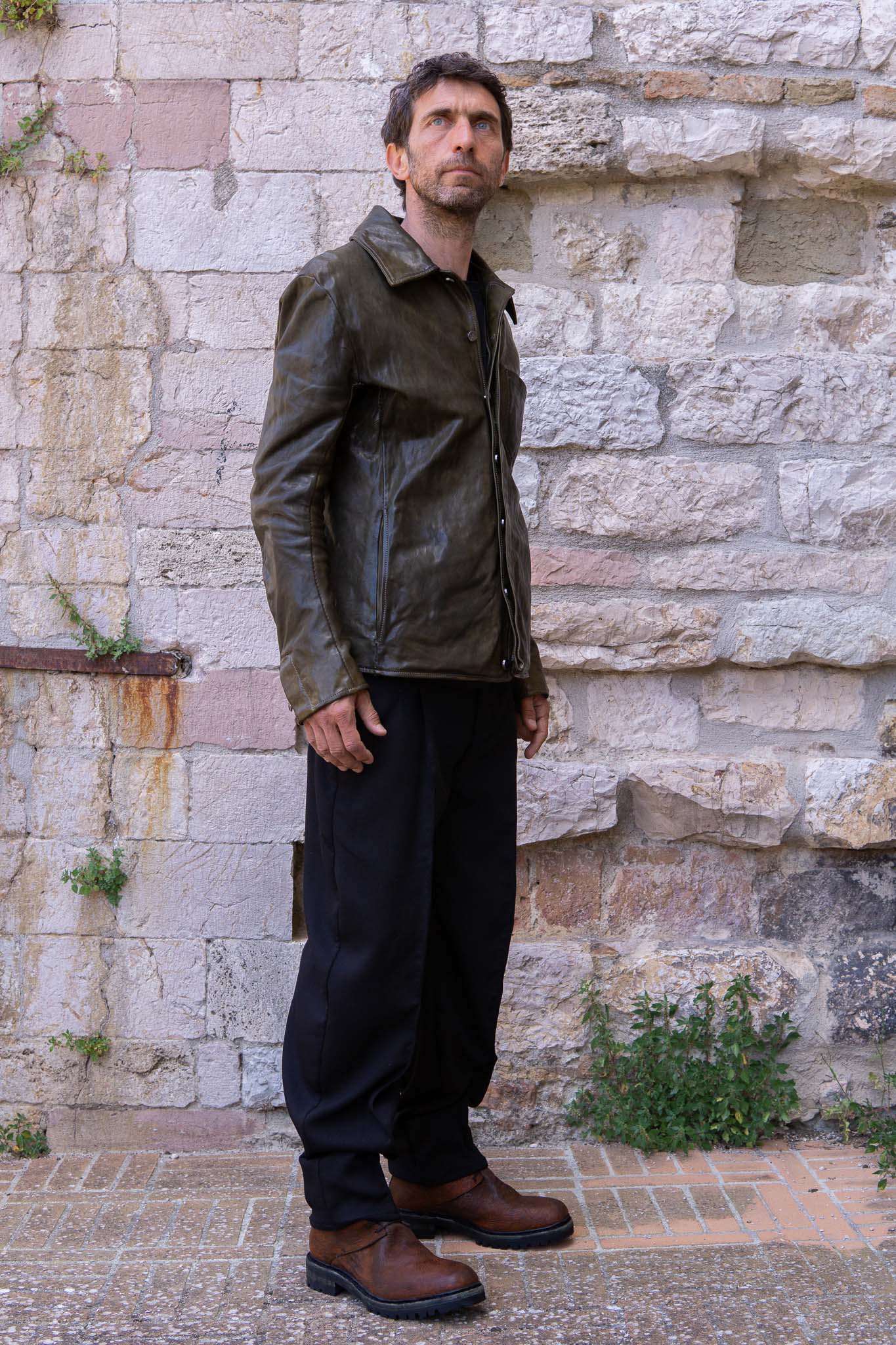 HORSE LEATHER SHIRT COLLAR  BLOUSON   MB-6 LINED