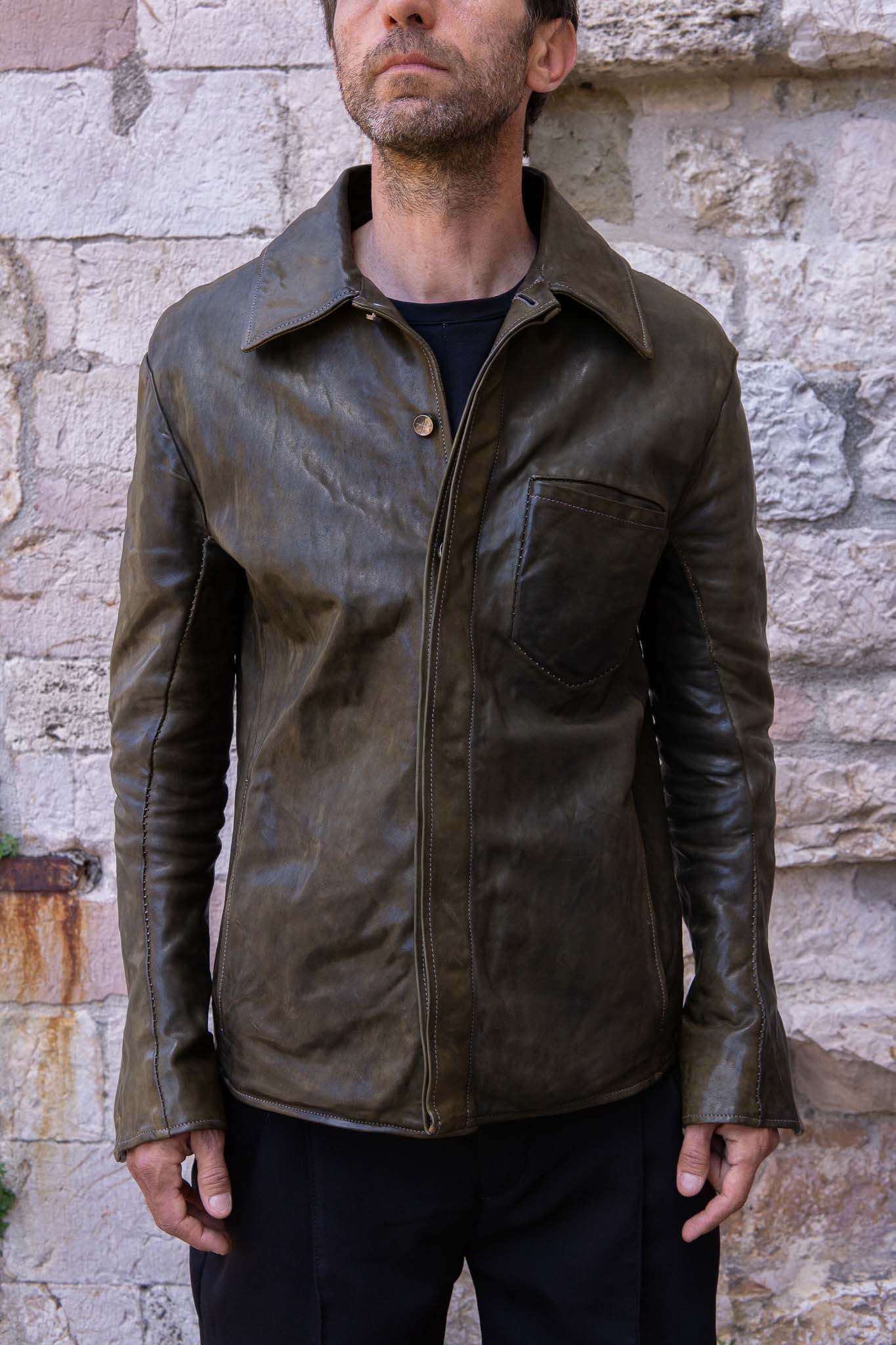 HORSE LEATHER SHIRT COLLAR  BLOUSON   MB-6 LINED