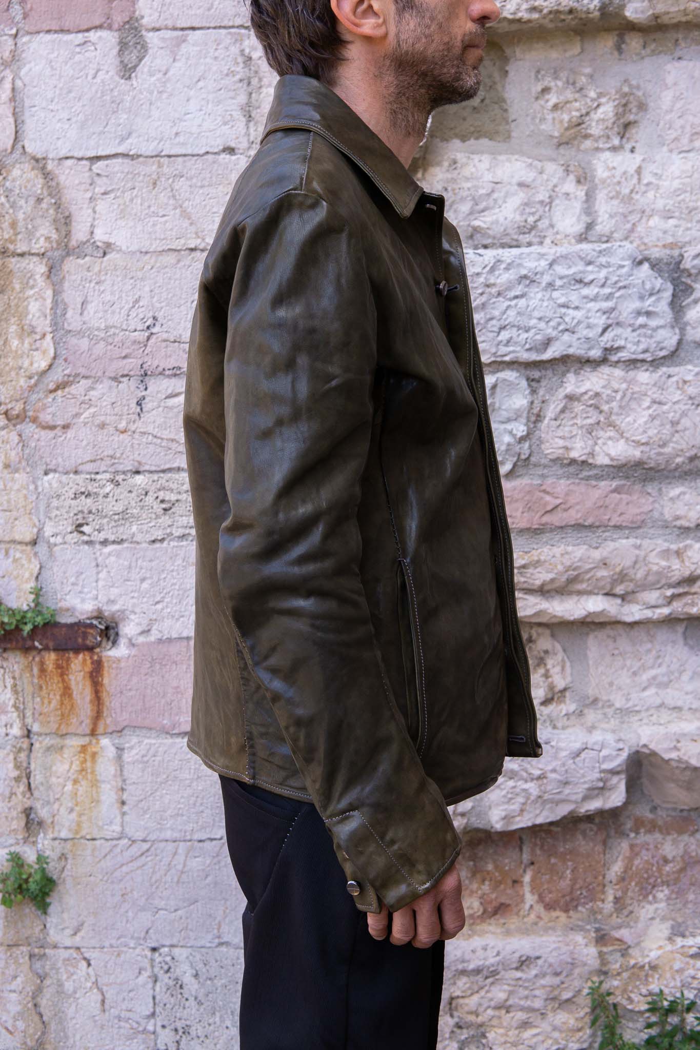 HORSE LEATHER SHIRT COLLAR  BLOUSON   MB-6 LINED