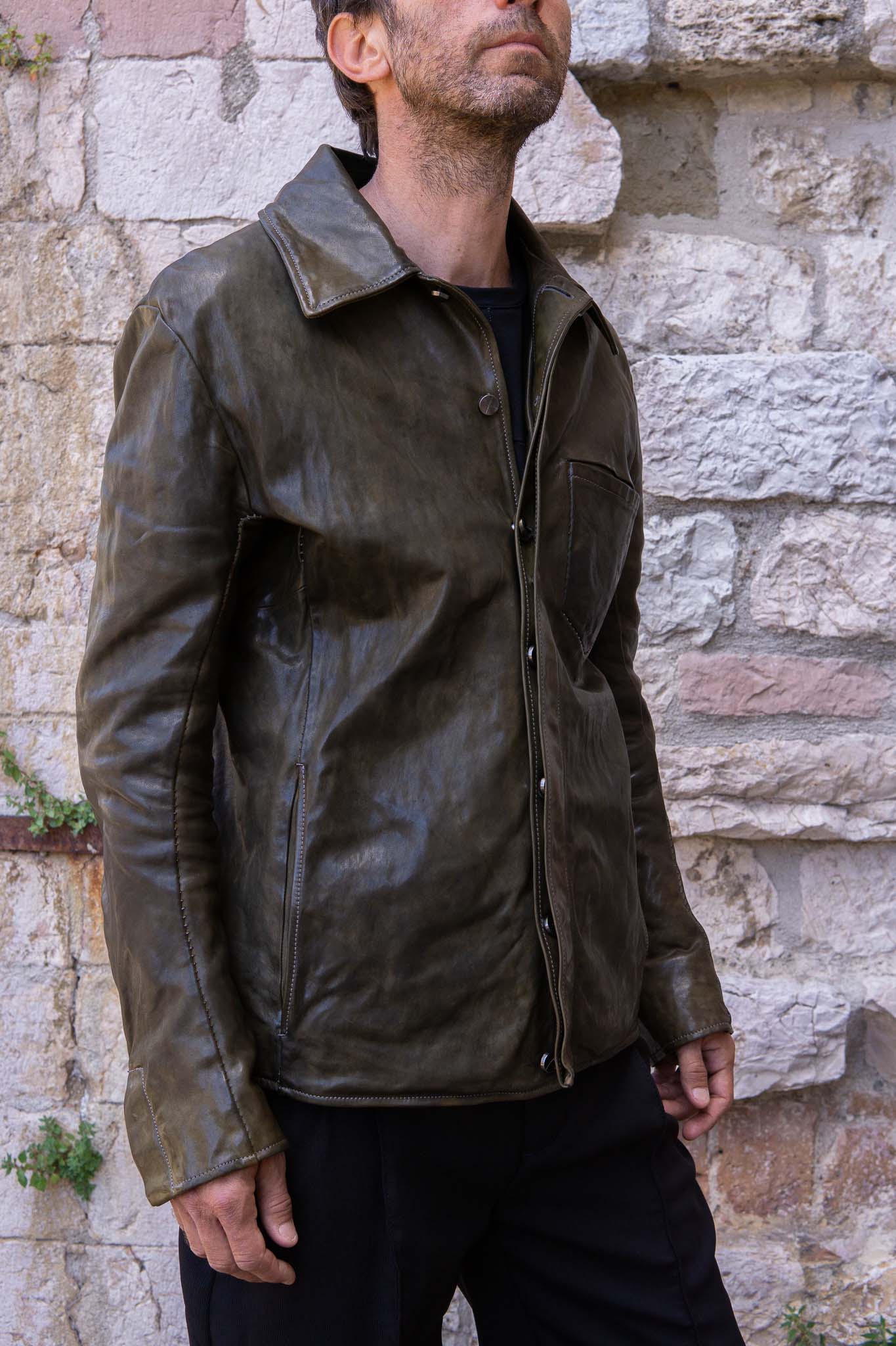 HORSE LEATHER SHIRT COLLAR  BLOUSON   MB-6 LINED