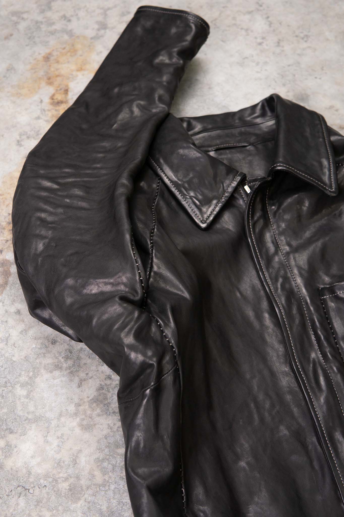 HORSE LEATHER SHIRT COLLAR MOTO   MB-7 LINED