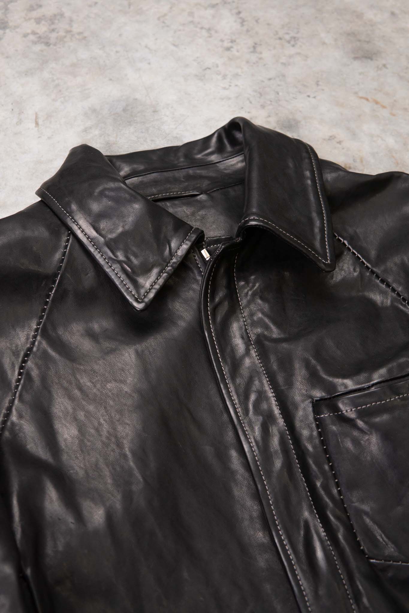HORSE LEATHER SHIRT COLLAR MOTO   MB-7 LINED