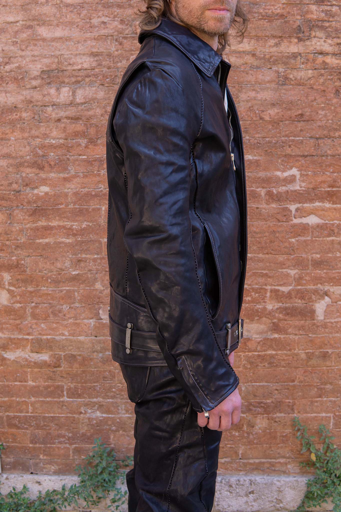 HORSE LEATHER SHIRT COLLAR MOTO   MB-7 LINED