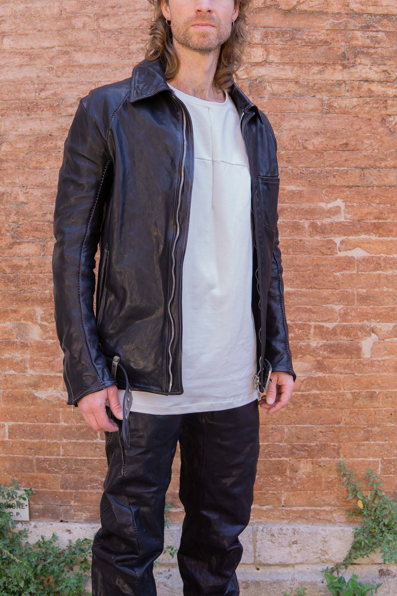 HORSE LEATHER SHIRT COLLAR MOTO   MB-7 LINED