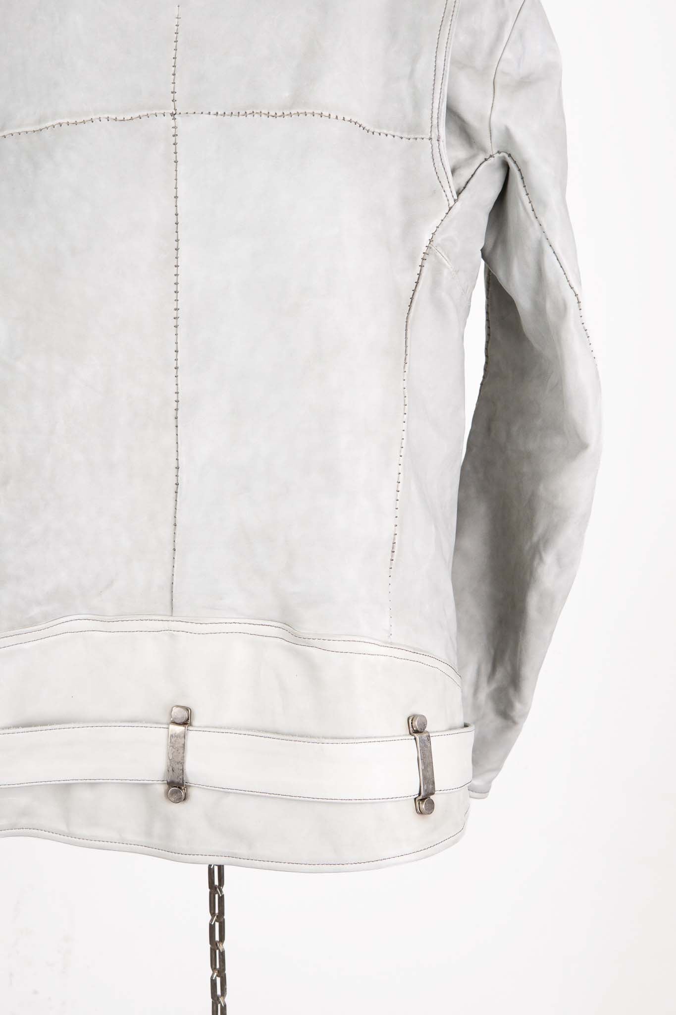 HORSE WHITE LEATHER SHIRT COLLAR MOTO   MB-7 LINED