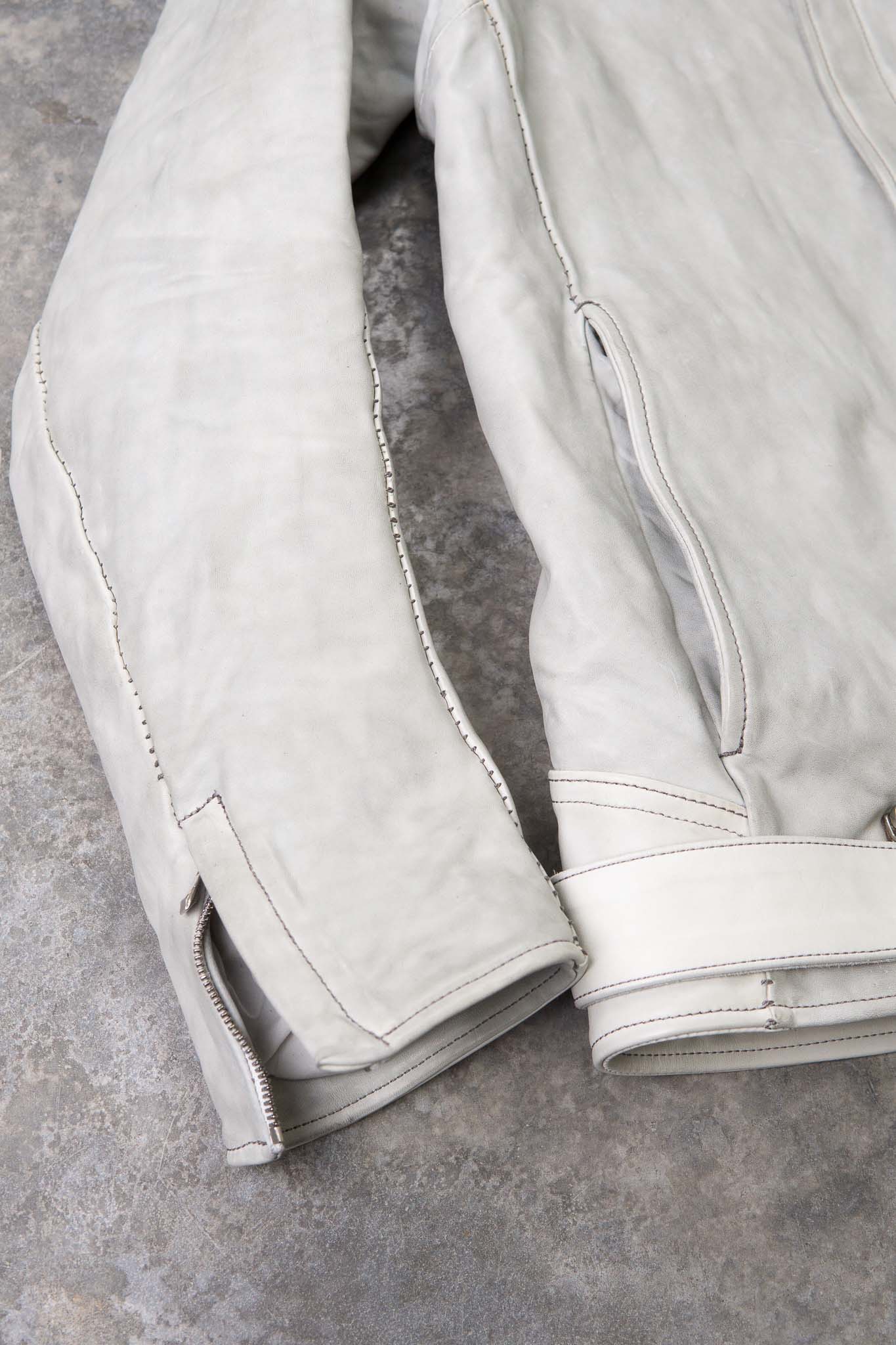 HORSE WHITE LEATHER SHIRT COLLAR MOTO   MB-7 LINED