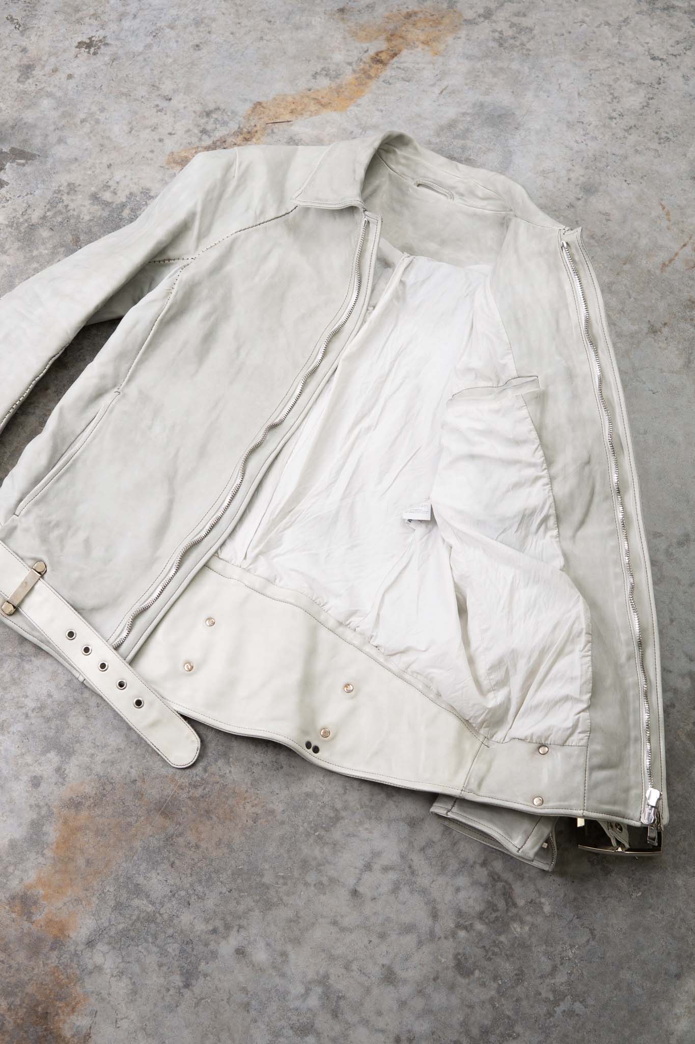 HORSE WHITE LEATHER SHIRT COLLAR MOTO   MB-7 LINED