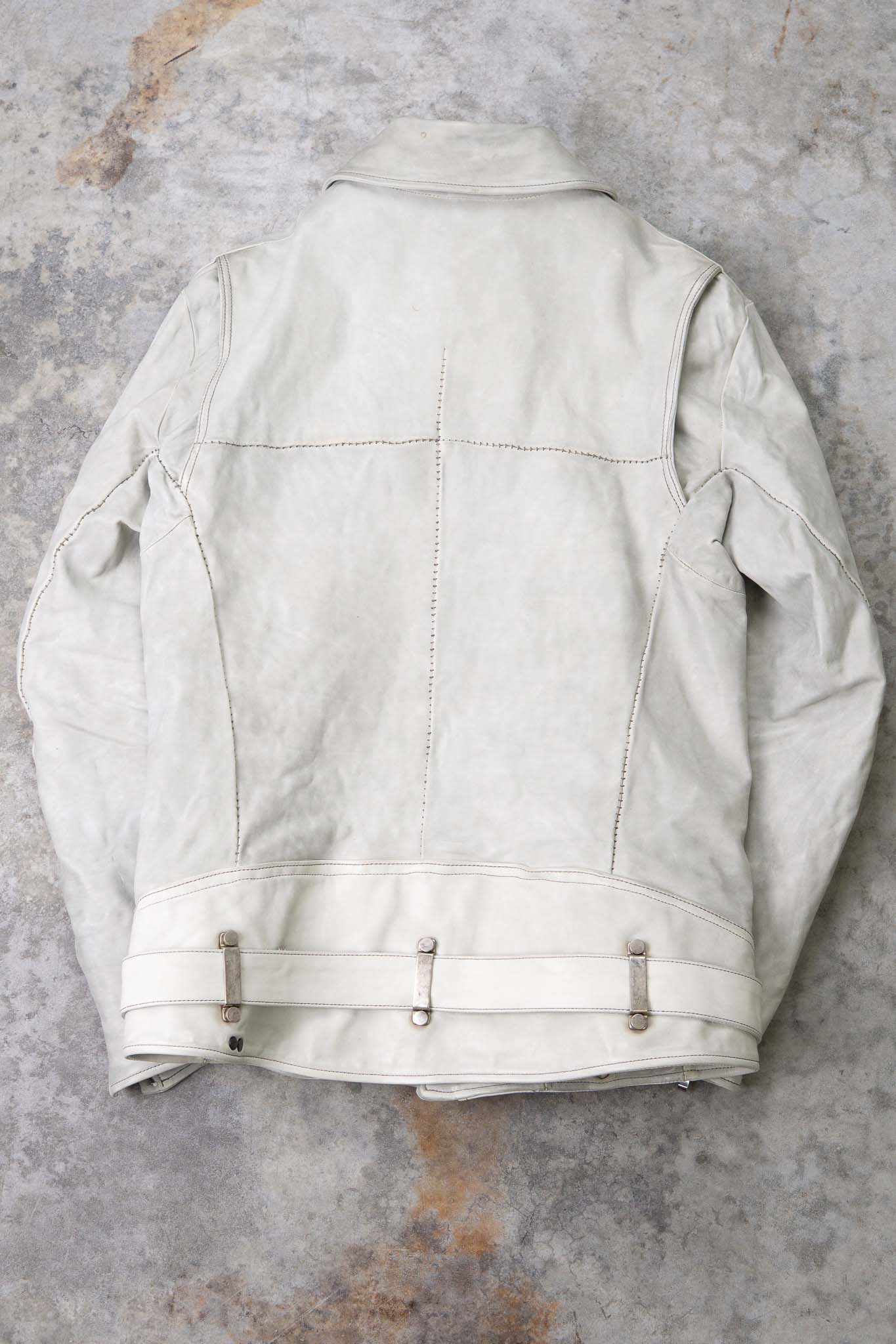 HORSE WHITE LEATHER SHIRT COLLAR MOTO   MB-7 LINED