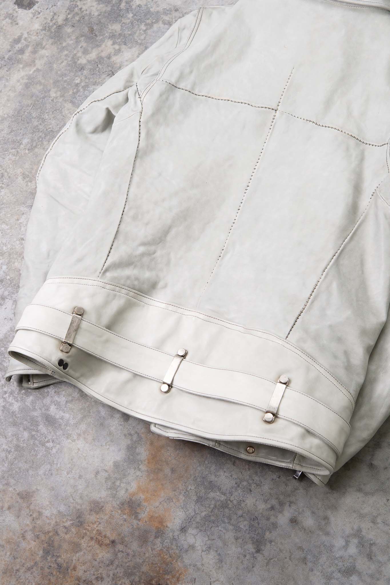 HORSE WHITE LEATHER SHIRT COLLAR MOTO   MB-7 LINED