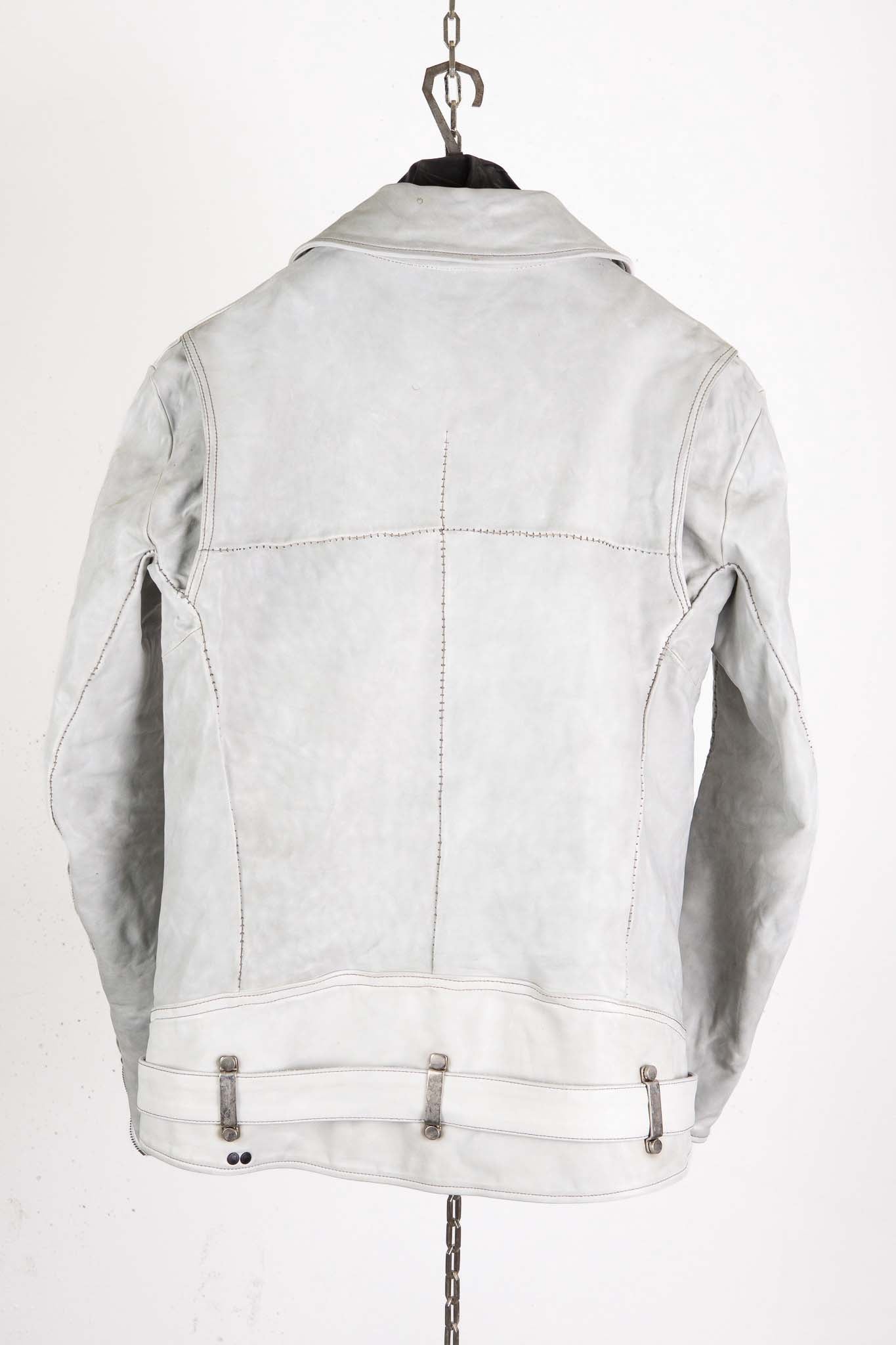 HORSE WHITE LEATHER SHIRT COLLAR MOTO   MB-7 LINED