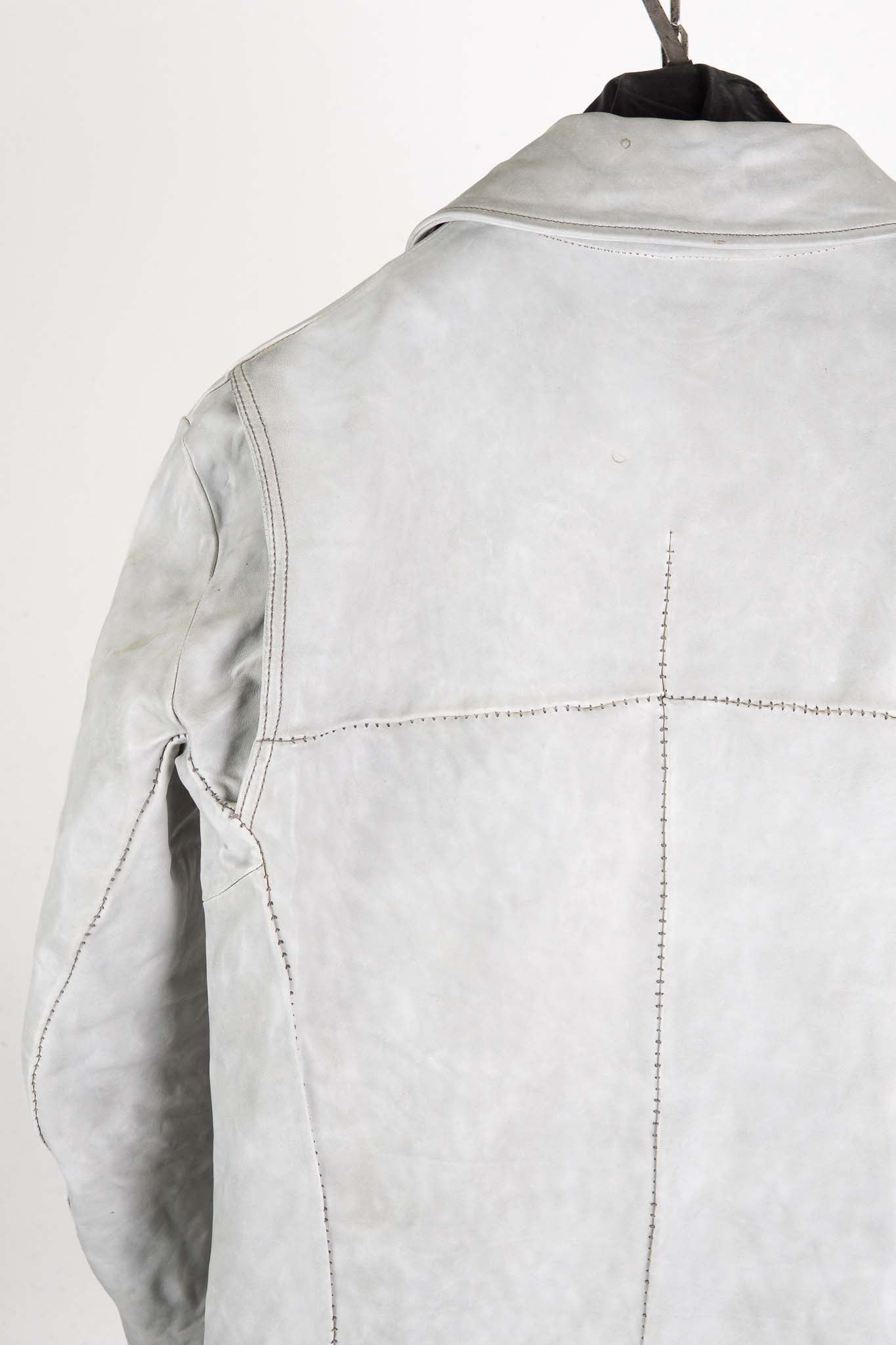 HORSE WHITE LEATHER SHIRT COLLAR MOTO   MB-7 LINED