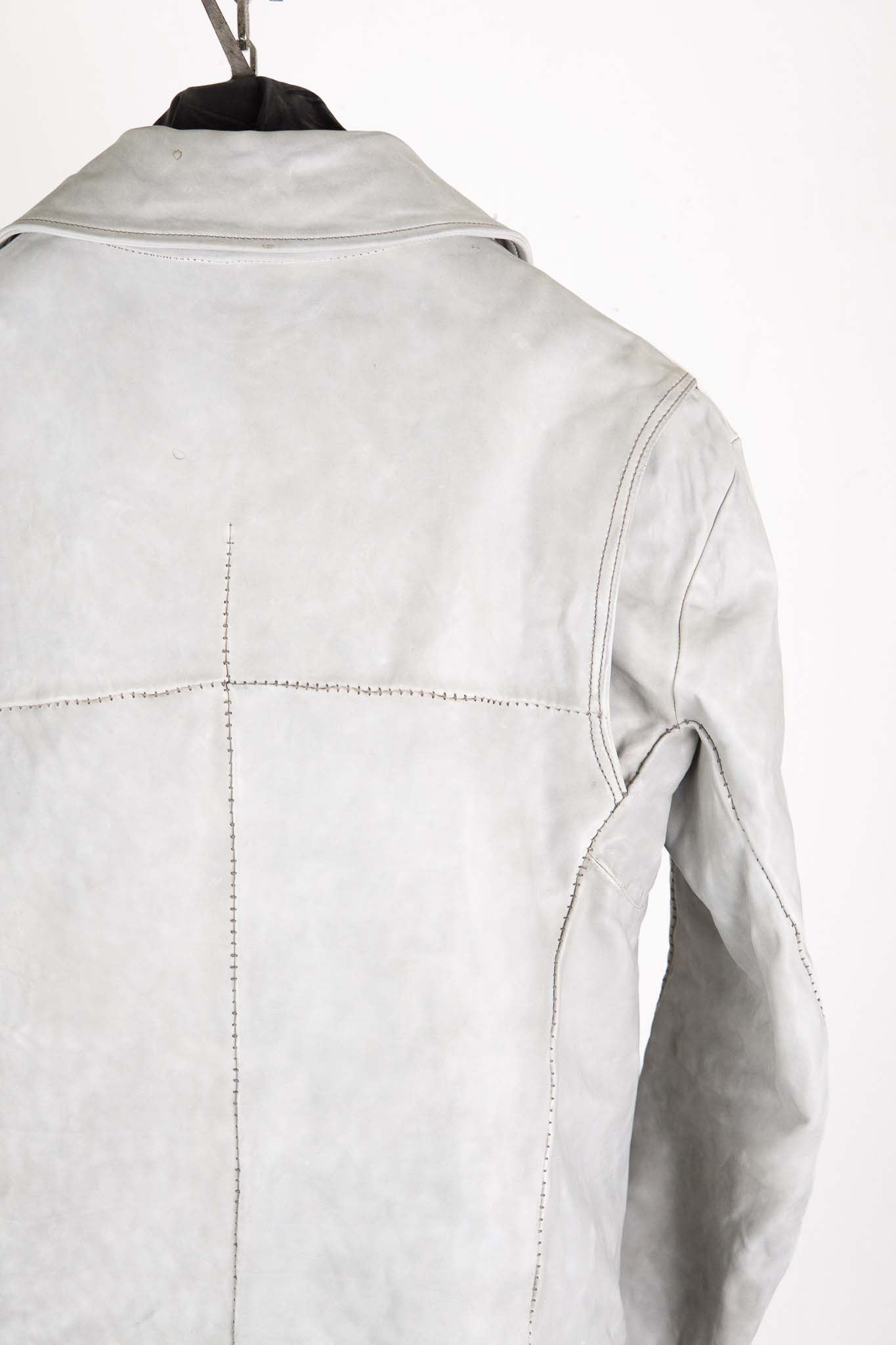 HORSE WHITE LEATHER SHIRT COLLAR MOTO   MB-7 LINED