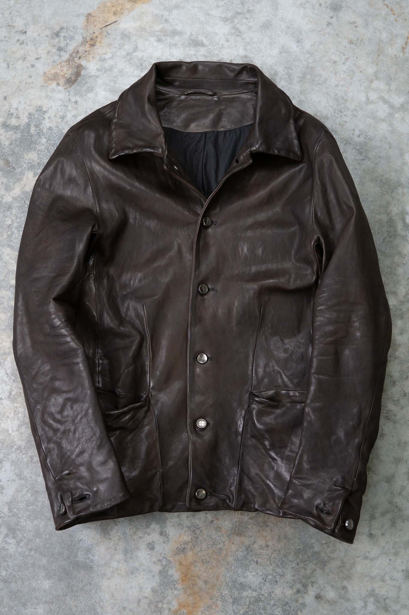 HEAVY WEIGHT SHEEP LEATHER SHIRT COLLAR JACKET JJ-5B LINED