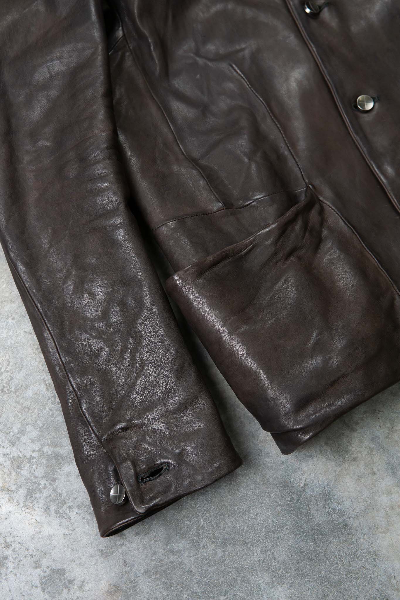 HEAVY WEIGHT SHEEP LEATHER SHIRT COLLAR JACKET JJ-5B LINED