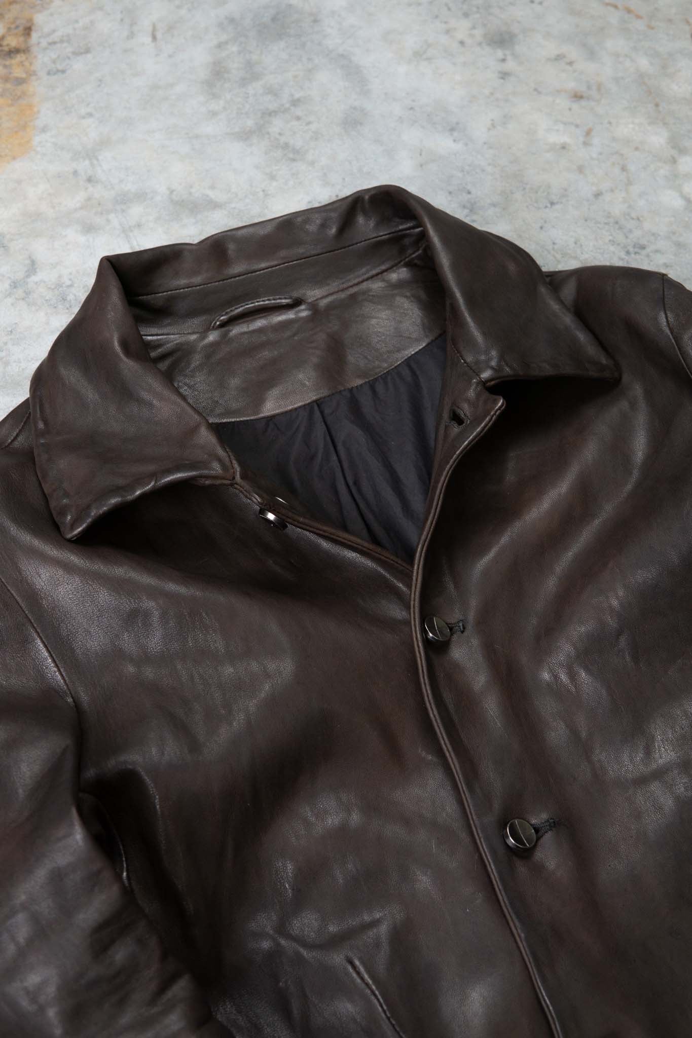 HEAVY WEIGHT SHEEP LEATHER SHIRT COLLAR JACKET JJ-5B LINED