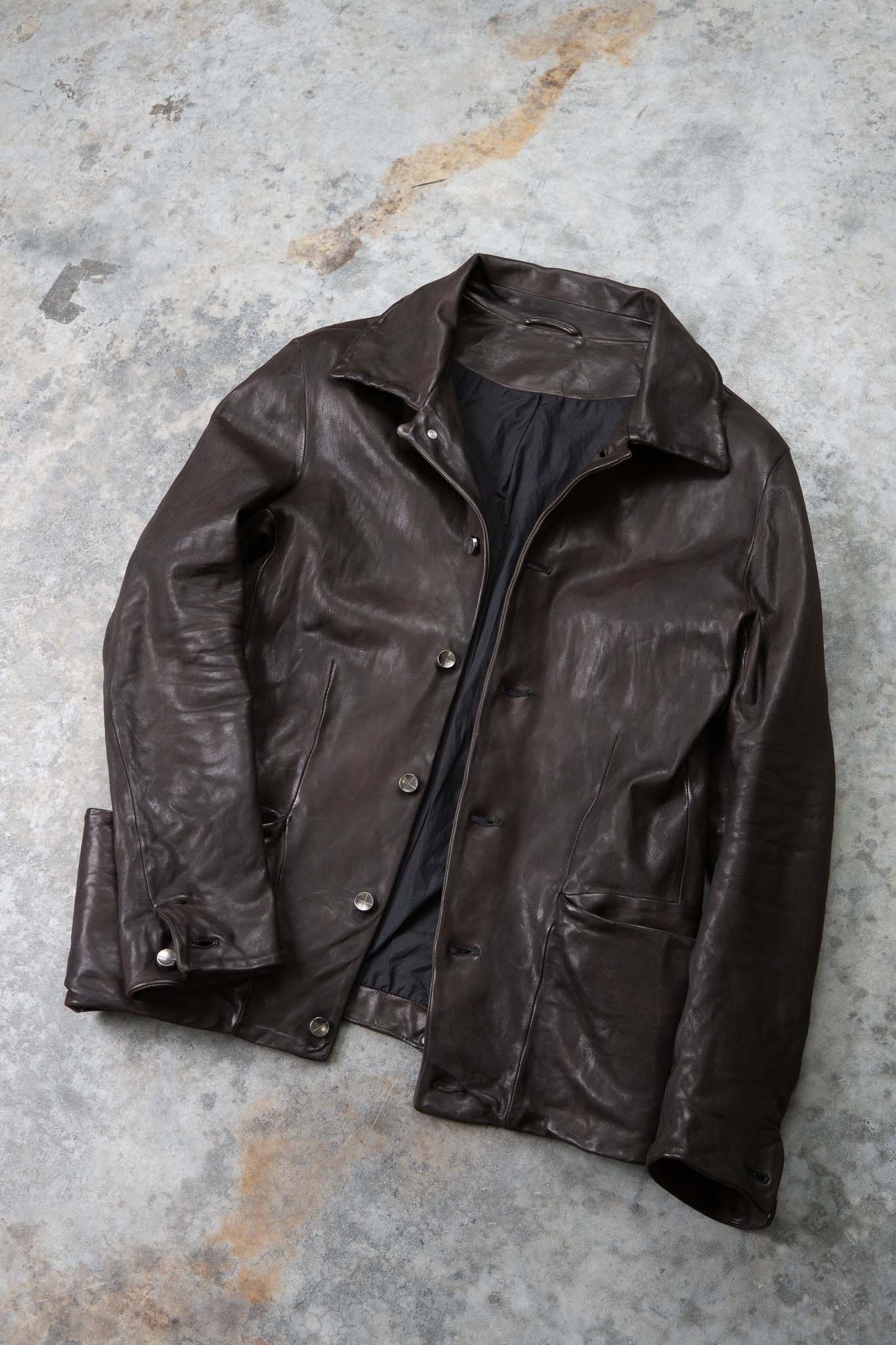 HEAVY WEIGHT SHEEP LEATHER SHIRT COLLAR JACKET JJ-5B LINED