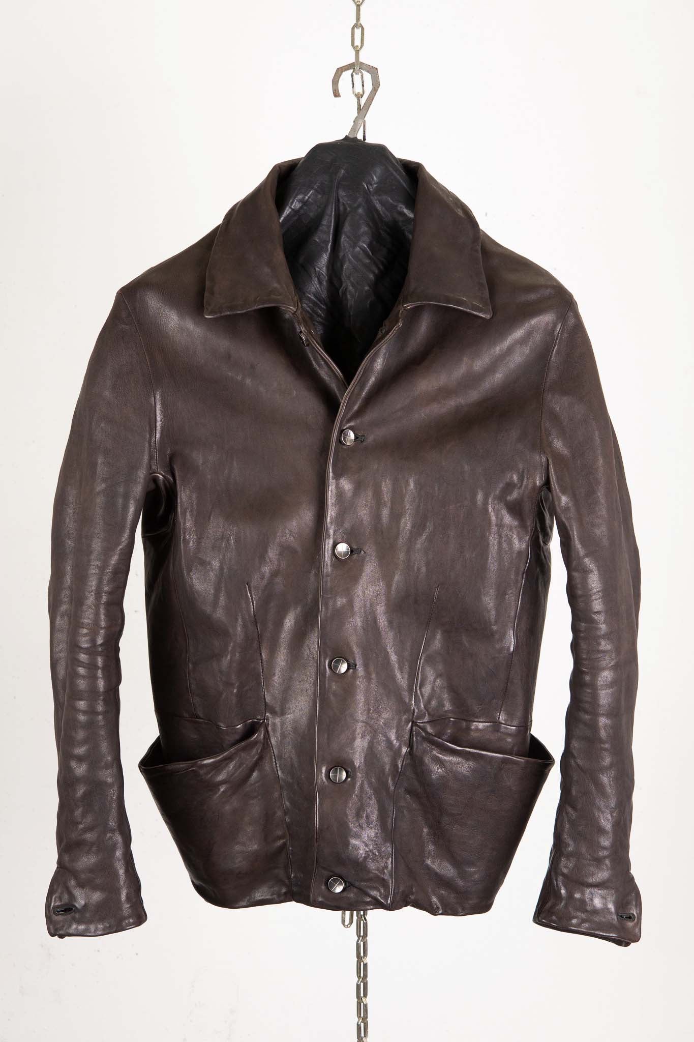 HEAVY WEIGHT SHEEP LEATHER SHIRT COLLAR JACKET JJ-5B LINED