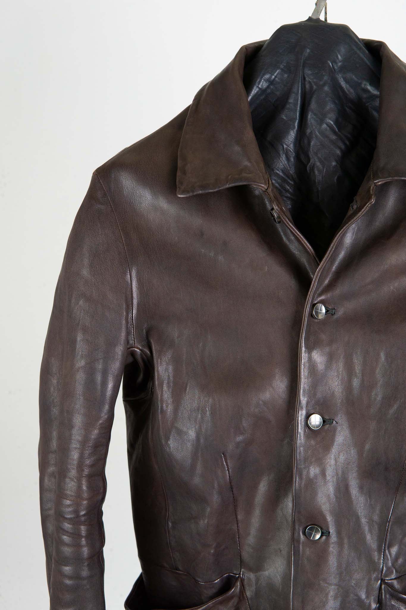 HEAVY WEIGHT SHEEP LEATHER SHIRT COLLAR JACKET JJ-5B LINED