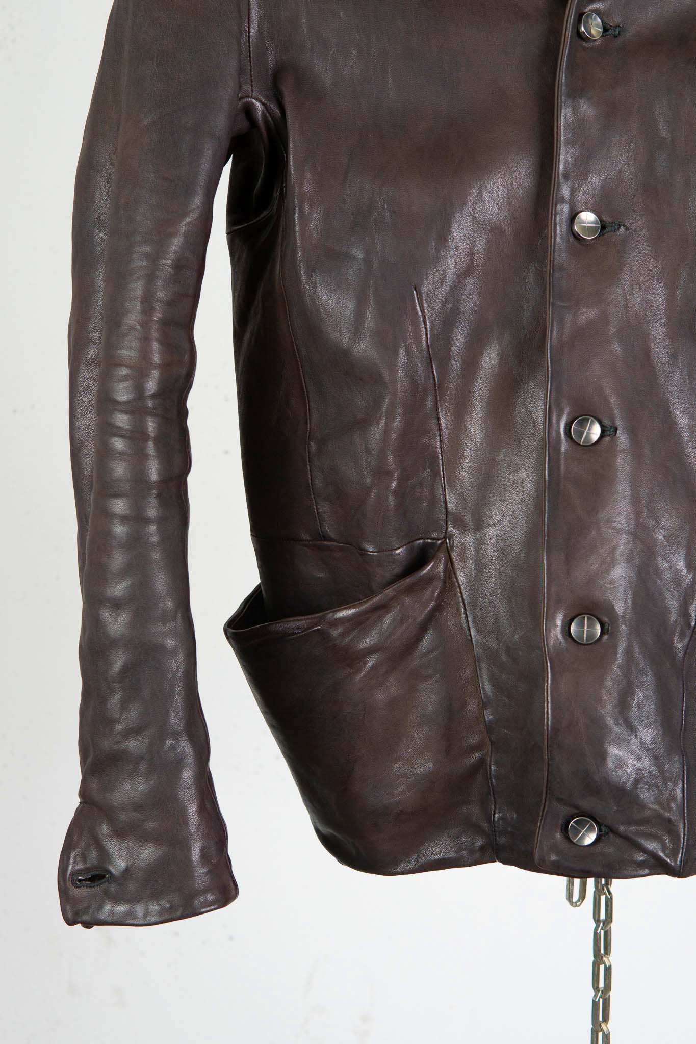 HEAVY WEIGHT SHEEP LEATHER SHIRT COLLAR JACKET JJ-5B LINED