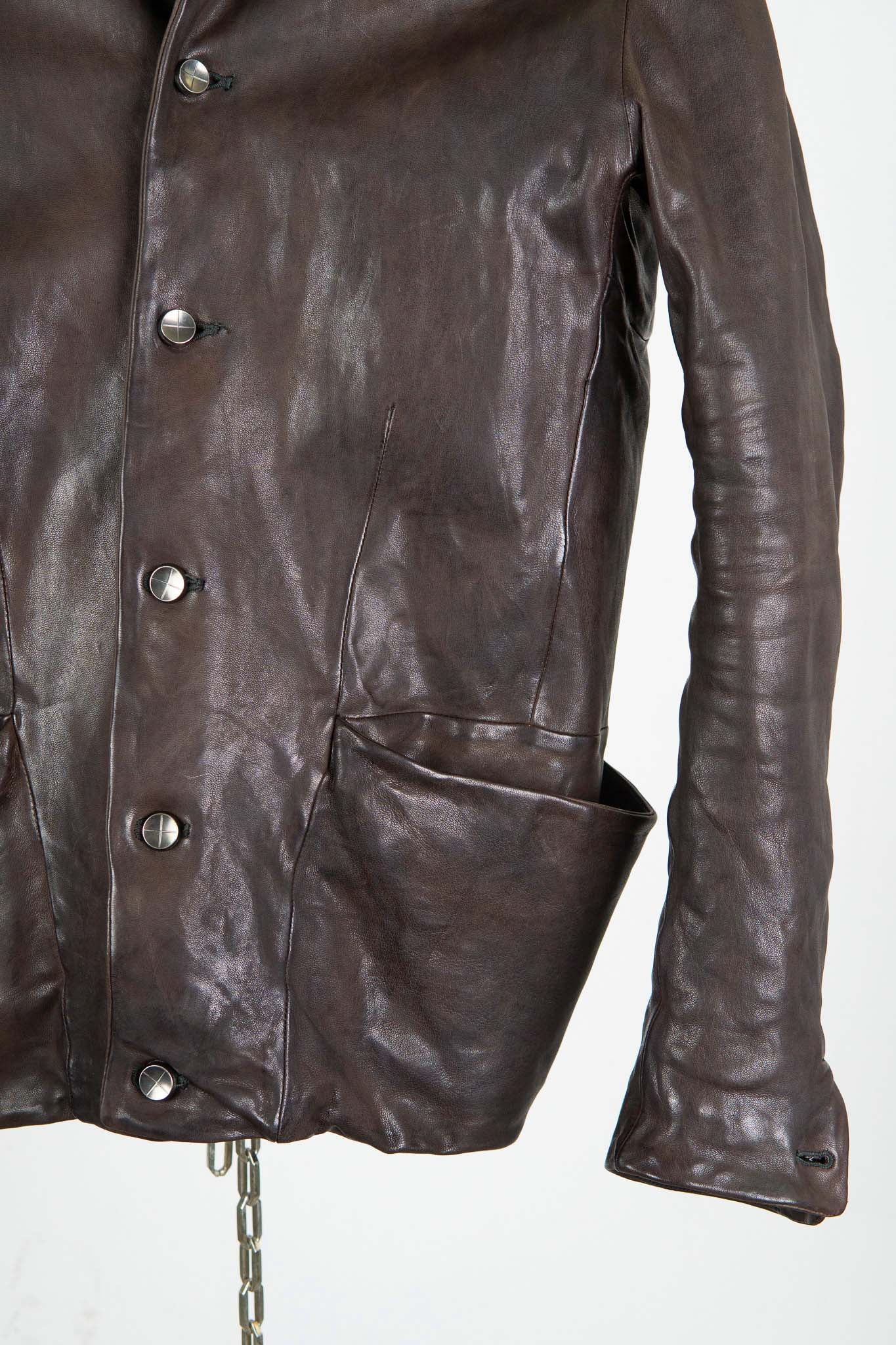 HEAVY WEIGHT SHEEP LEATHER SHIRT COLLAR JACKET JJ-5B LINED