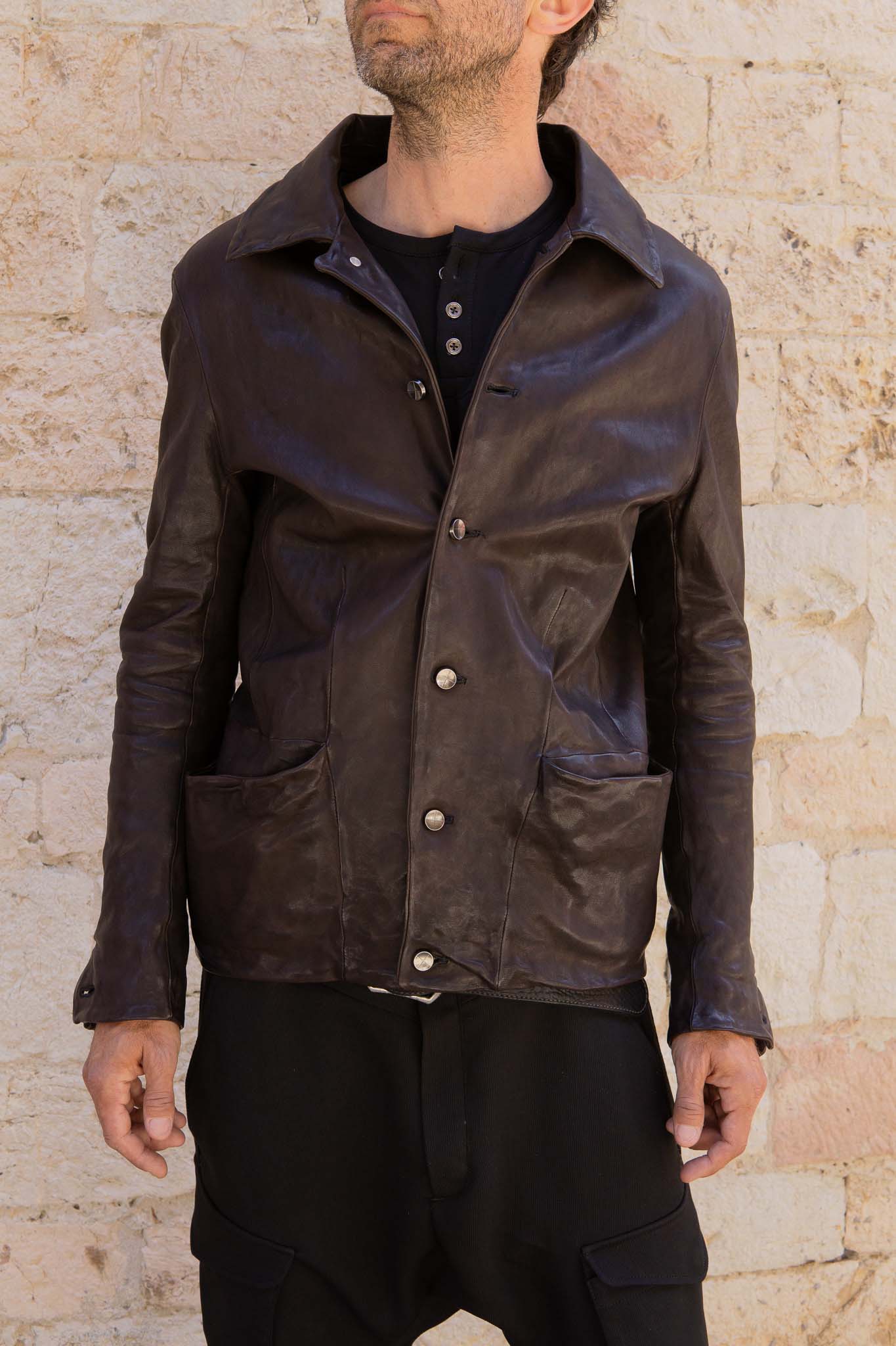 HEAVY WEIGHT SHEEP LEATHER SHIRT COLLAR JACKET JJ-5B LINED