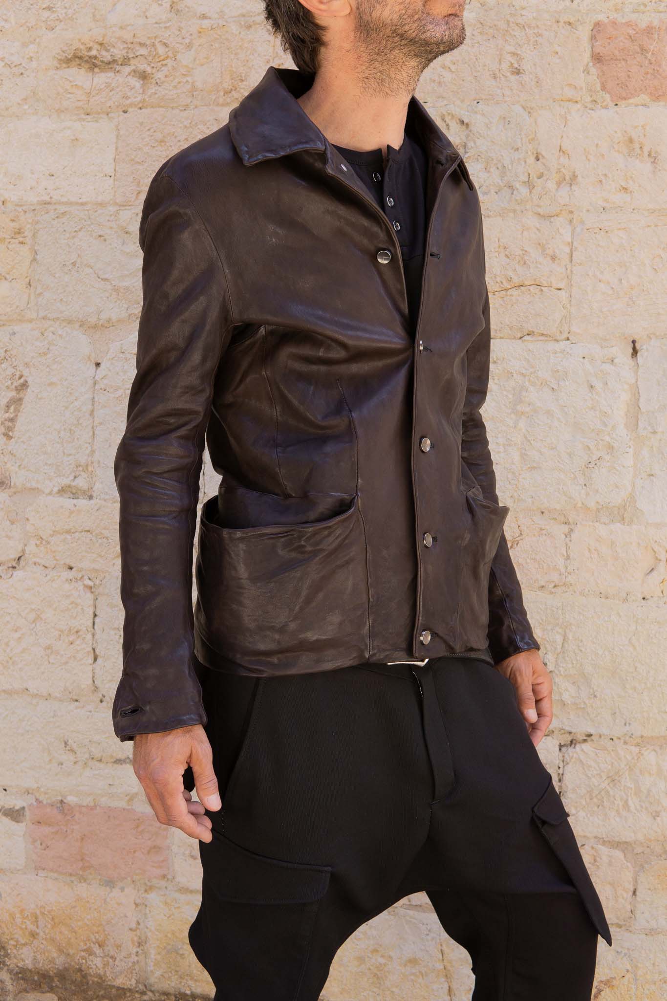HEAVY WEIGHT SHEEP LEATHER SHIRT COLLAR JACKET JJ-5B LINED