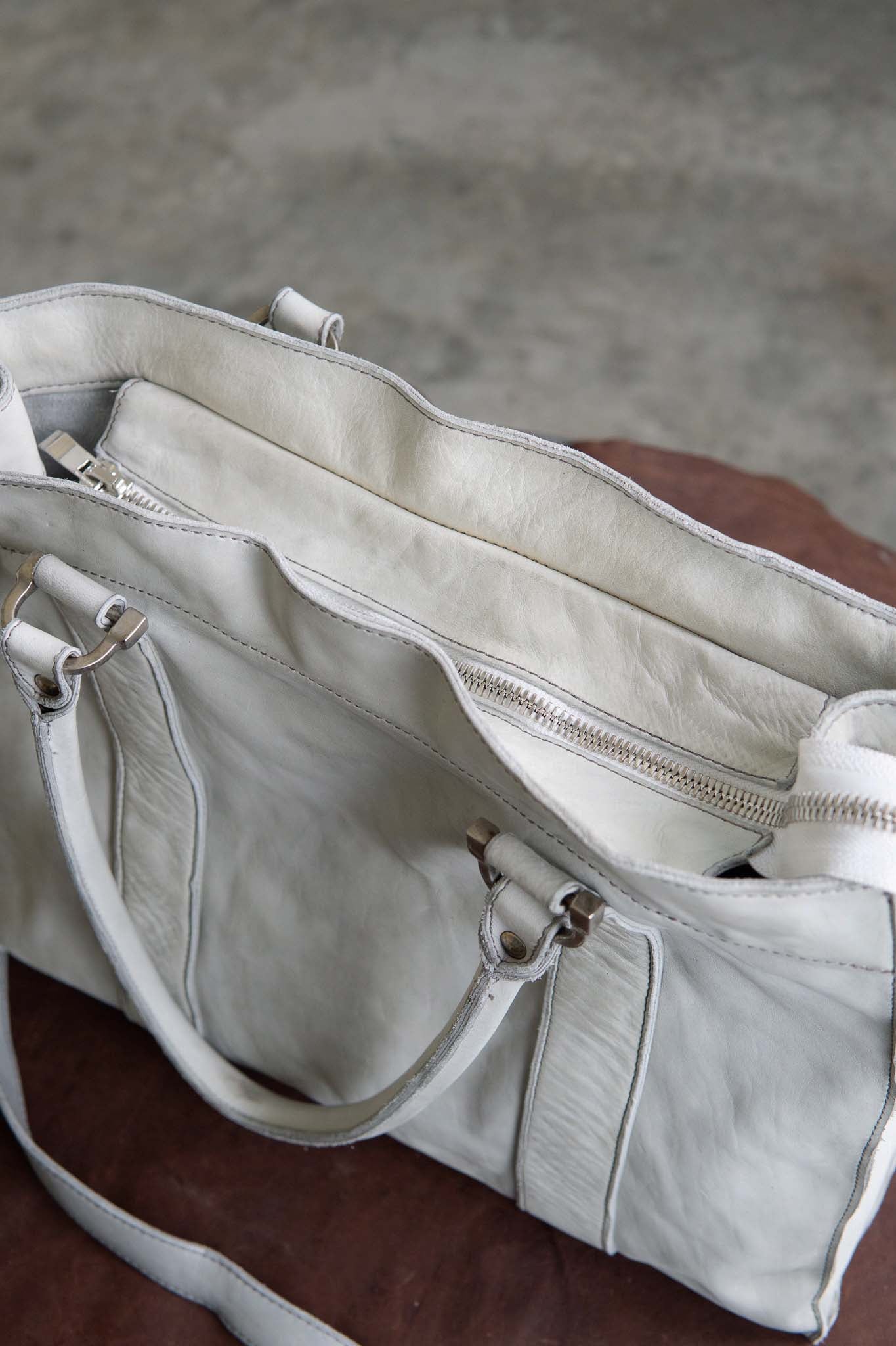 HORSE WHITE LEATHER BAG TOTE H-3 SMALL
