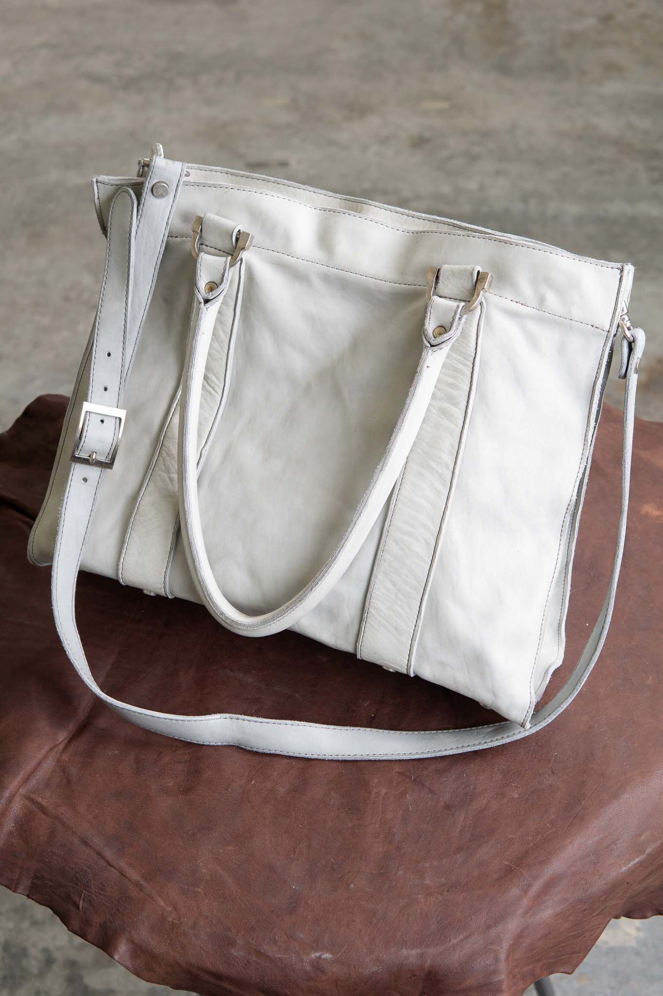 HORSE WHITE LEATHER BAG TOTE H-3 SMALL