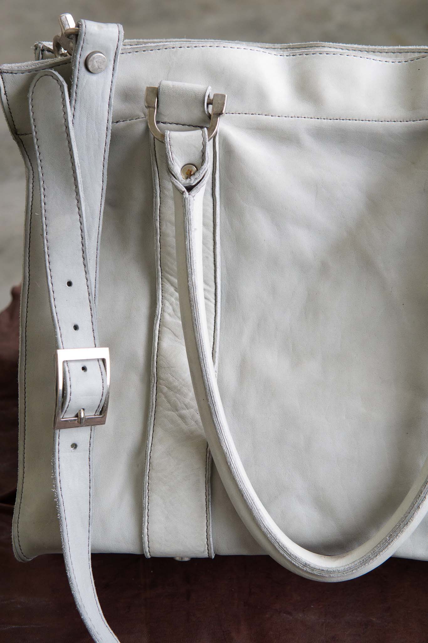 HORSE WHITE LEATHER BAG TOTE H-3 SMALL