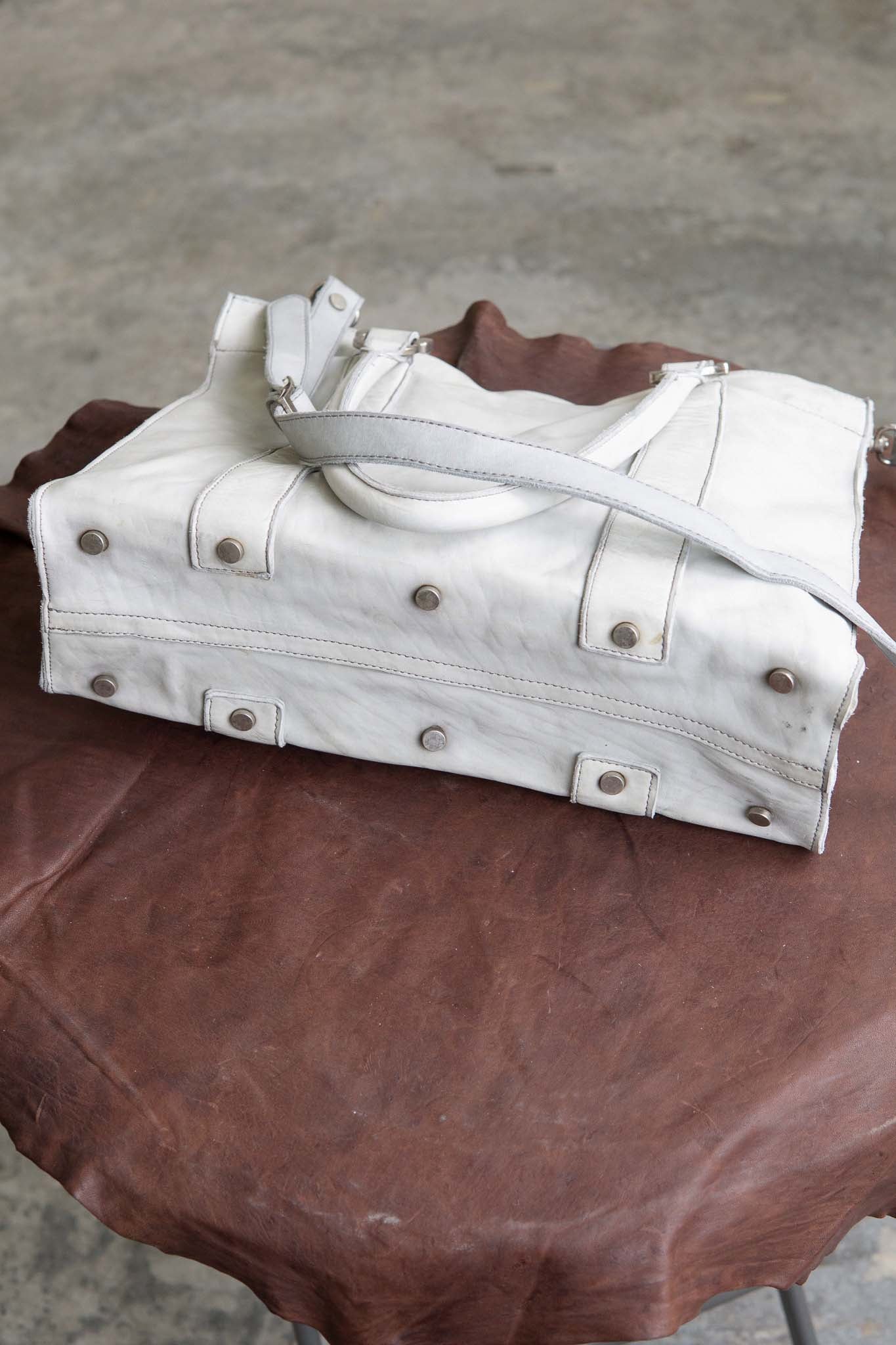 HORSE WHITE LEATHER BAG TOTE H-3 SMALL