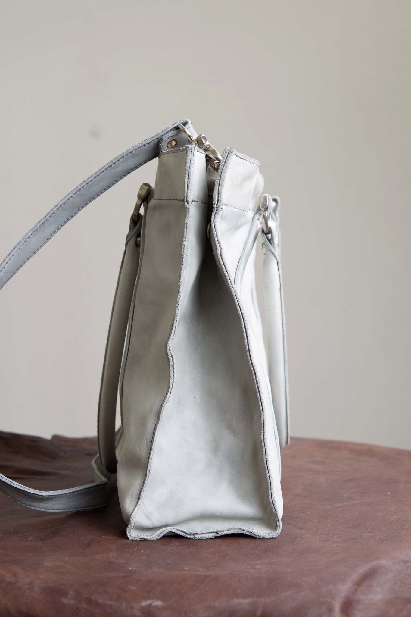 HORSE WHITE LEATHER BAG TOTE H-3 SMALL