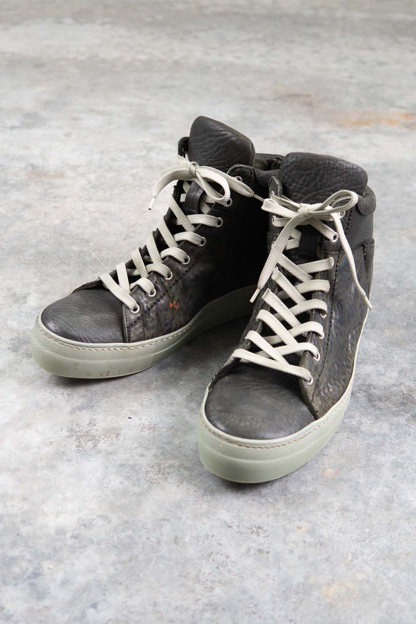 HORSE BUTT RG LEATHER SNEAKER SS-1H HIGH CUT WHITE HIGH RUBBER SOLES PIECE DYED