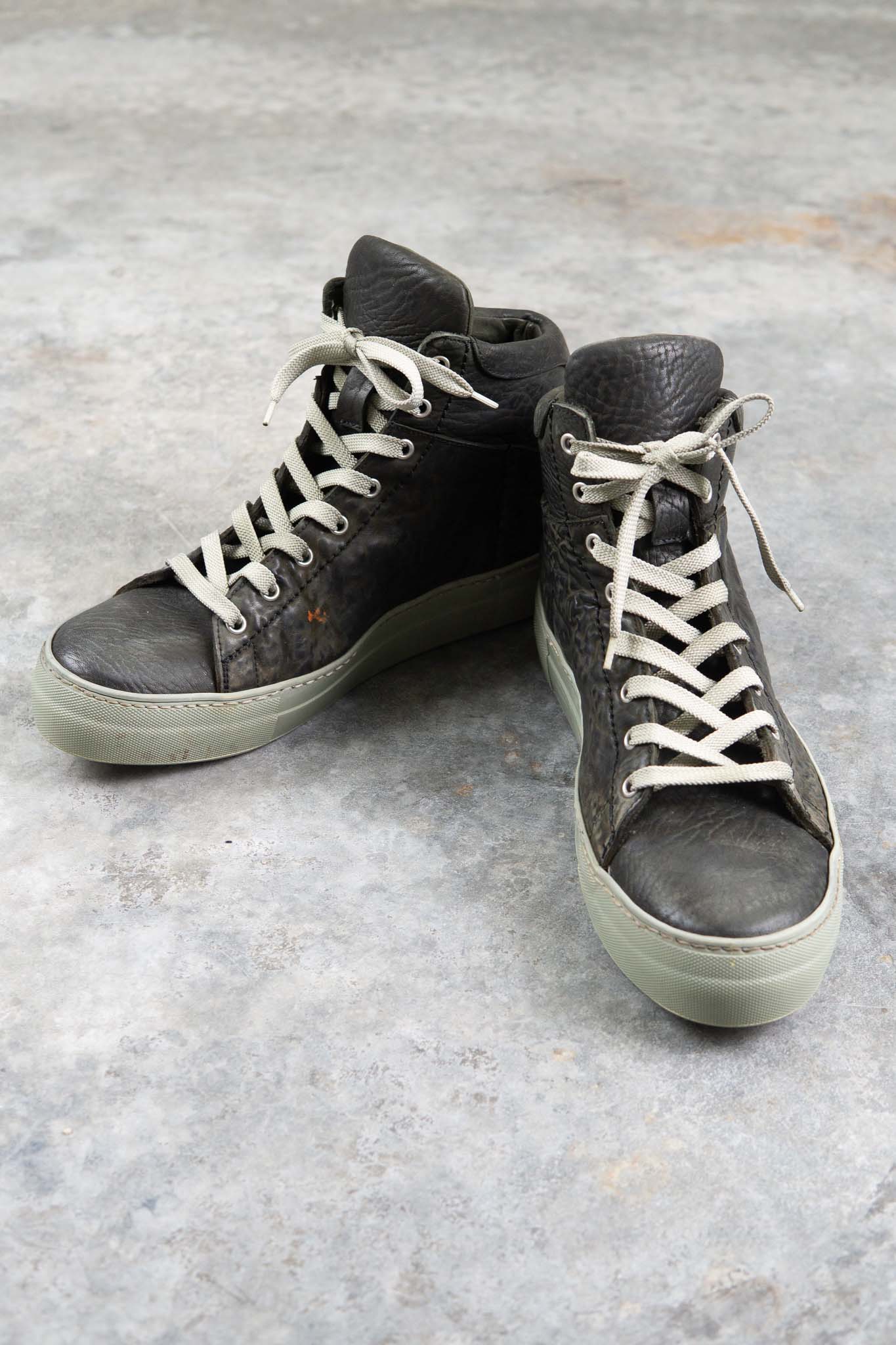 HORSE BUTT RG LEATHER SNEAKER SS-1H HIGH CUT WHITE HIGH RUBBER SOLES PIECE DYED