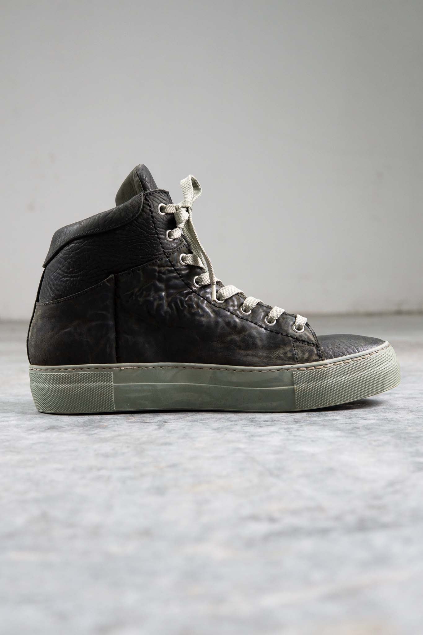 HORSE BUTT RG LEATHER SNEAKER SS-1H HIGH CUT WHITE HIGH RUBBER SOLES PIECE DYED