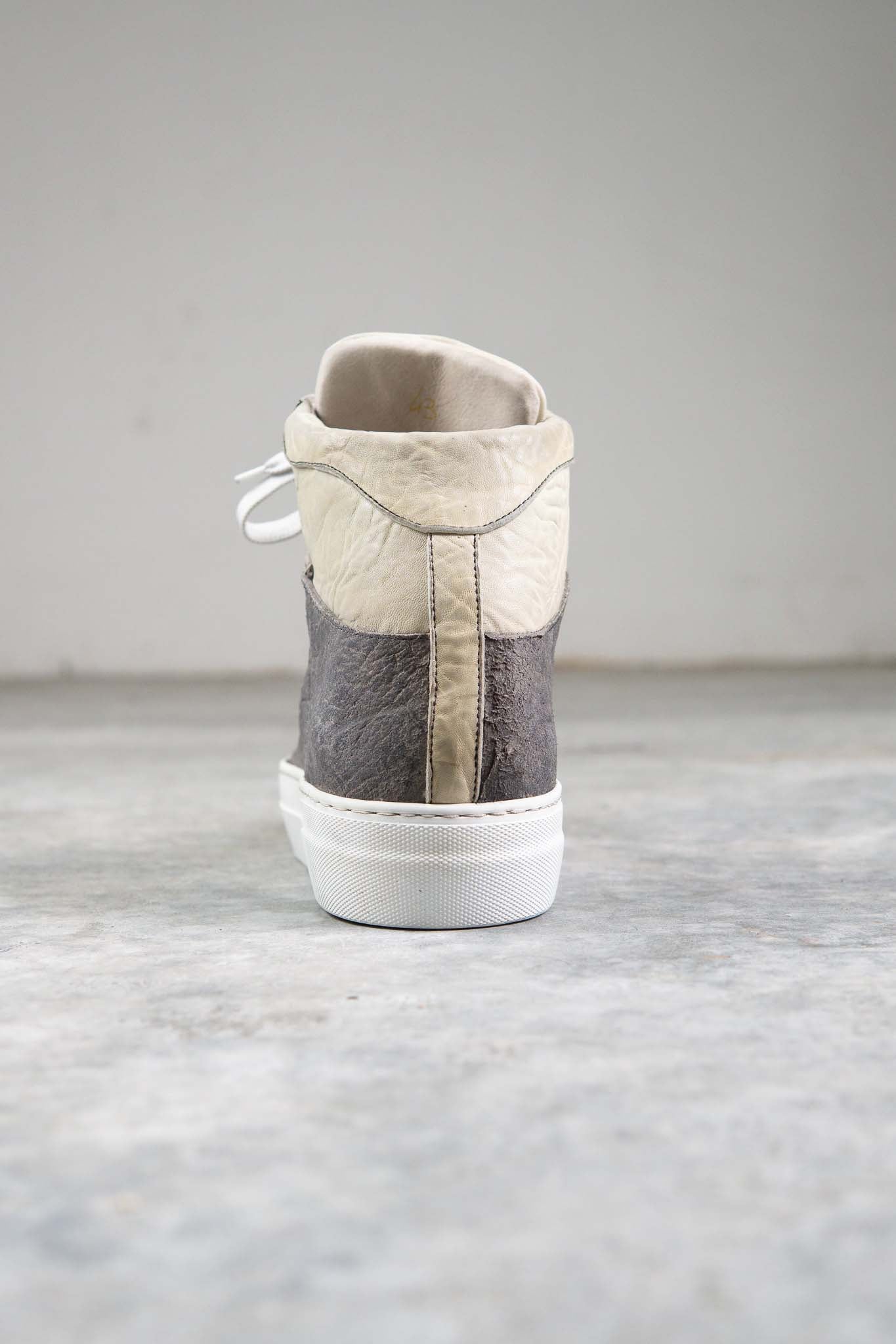 HORSE BUTT RG WHITE LEATHER SNEAKER SS-1H HIGH CUT WHITE HIGH RUBBER SOLES PIECE DYED