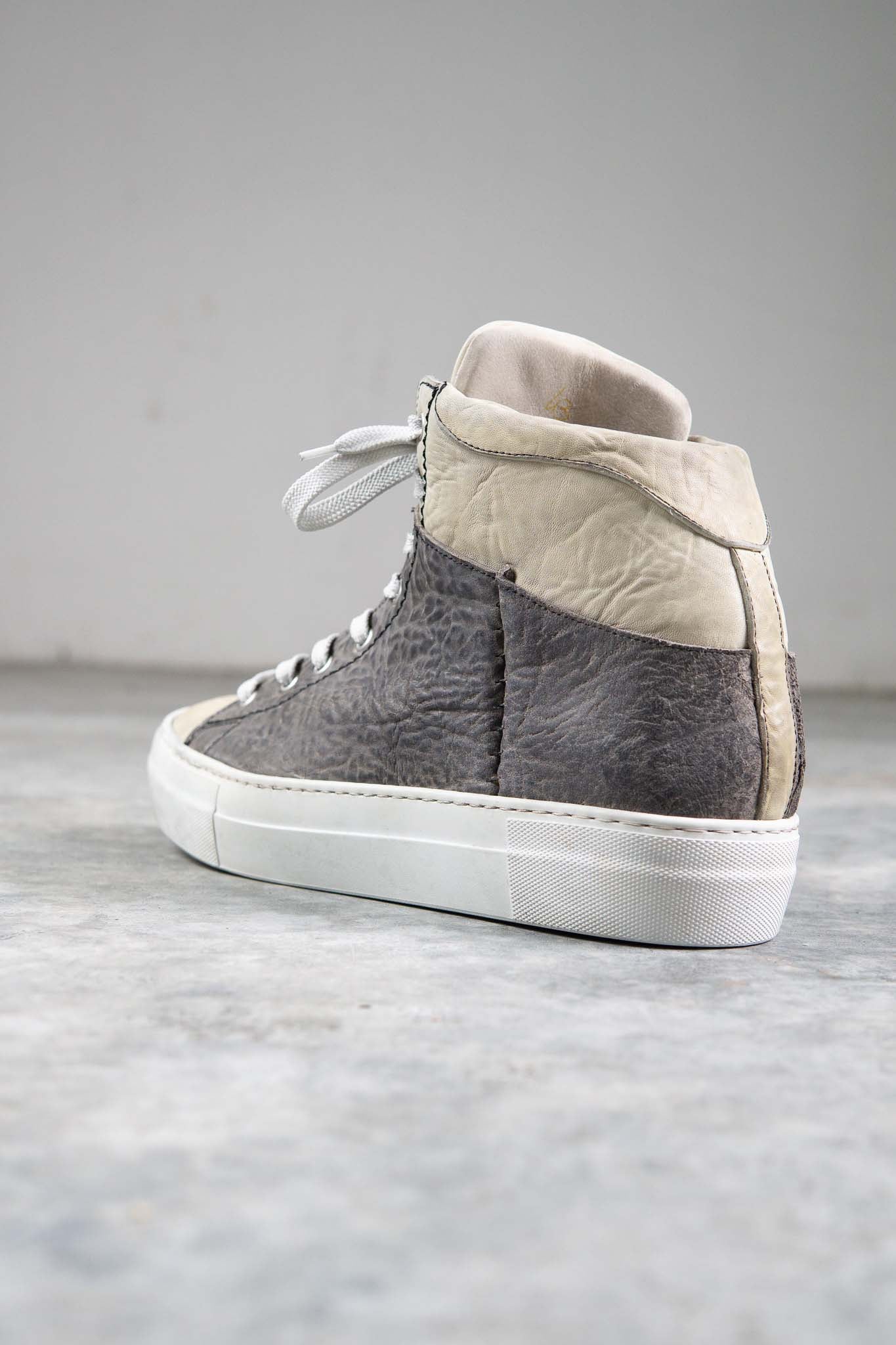 HORSE BUTT RG WHITE LEATHER SNEAKER SS-1H HIGH CUT WHITE HIGH RUBBER SOLES PIECE DYED