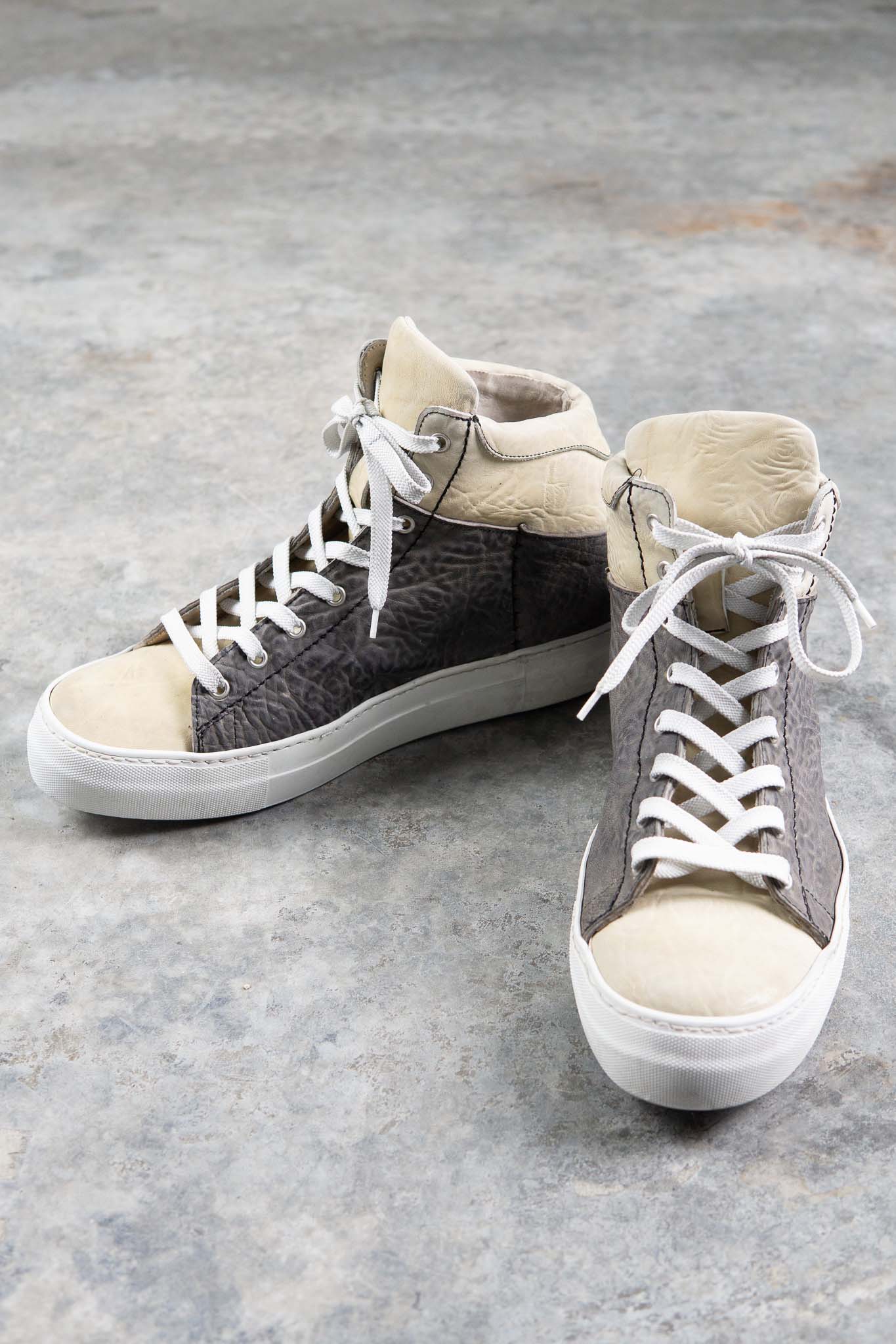 HORSE BUTT RG WHITE LEATHER SNEAKER SS-1H HIGH CUT WHITE HIGH RUBBER SOLES PIECE DYED
