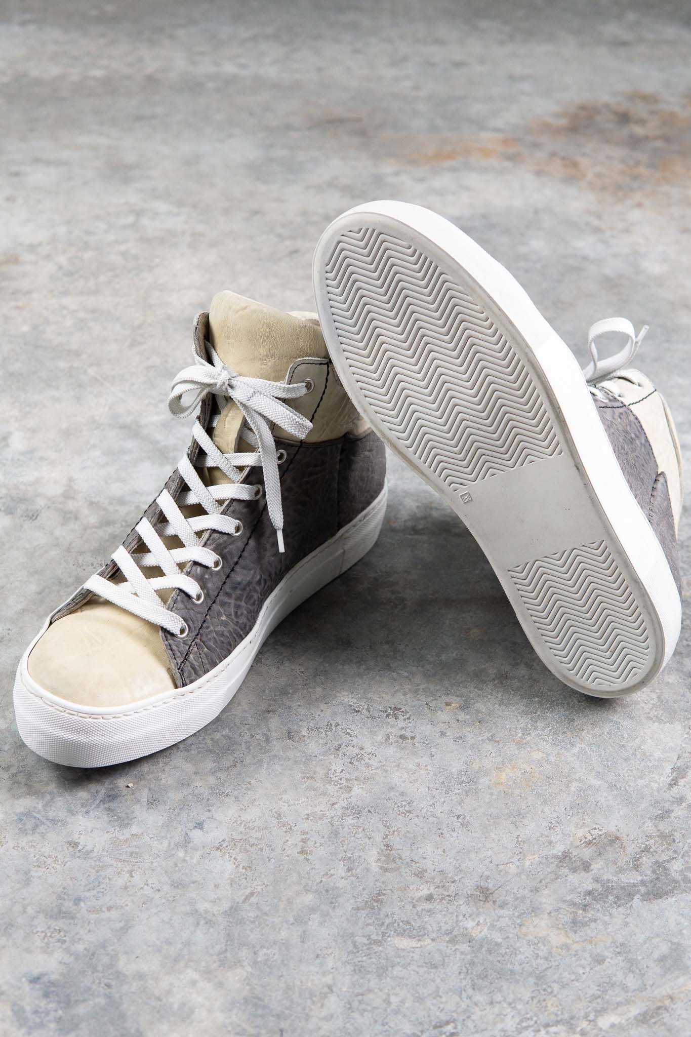 HORSE BUTT RG WHITE LEATHER SNEAKER SS-1H HIGH CUT WHITE HIGH RUBBER SOLES PIECE DYED