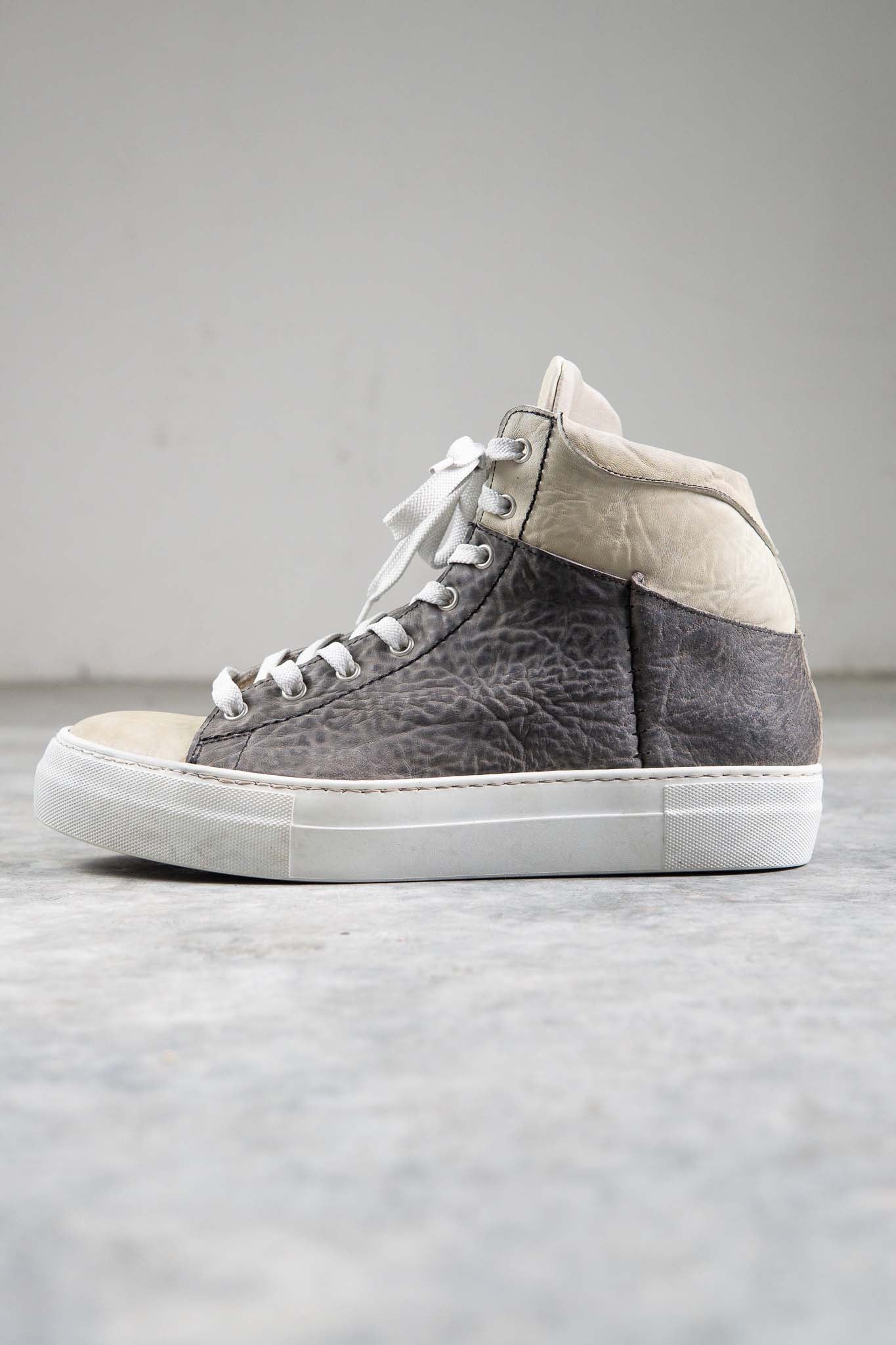 HORSE BUTT RG WHITE LEATHER SNEAKER SS-1H HIGH CUT WHITE HIGH RUBBER SOLES PIECE DYED