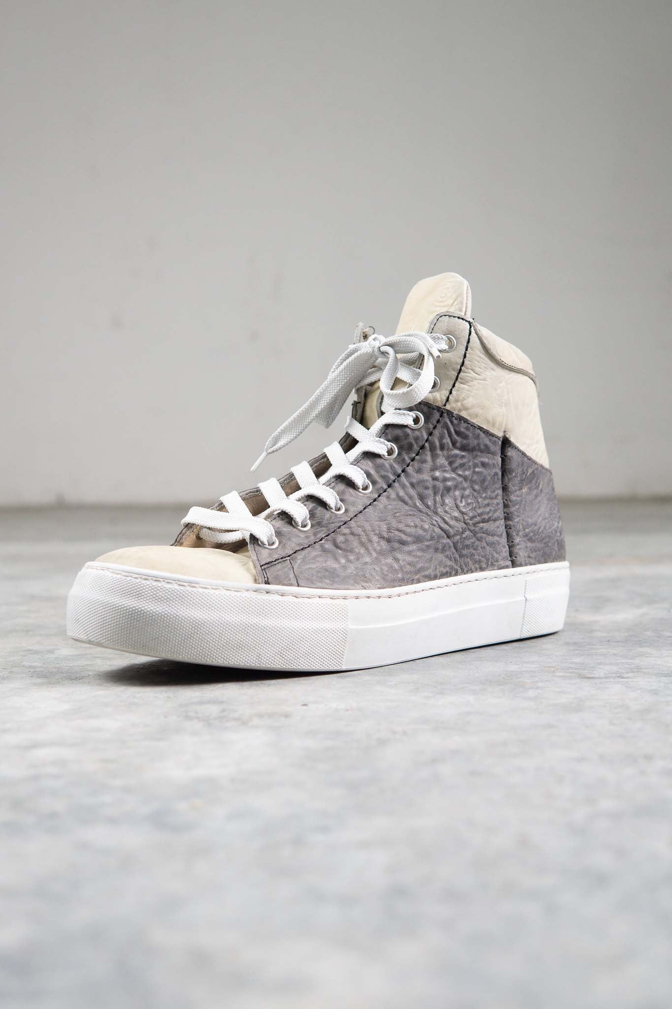 HORSE BUTT RG WHITE LEATHER SNEAKER SS-1H HIGH CUT WHITE HIGH RUBBER SOLES PIECE DYED
