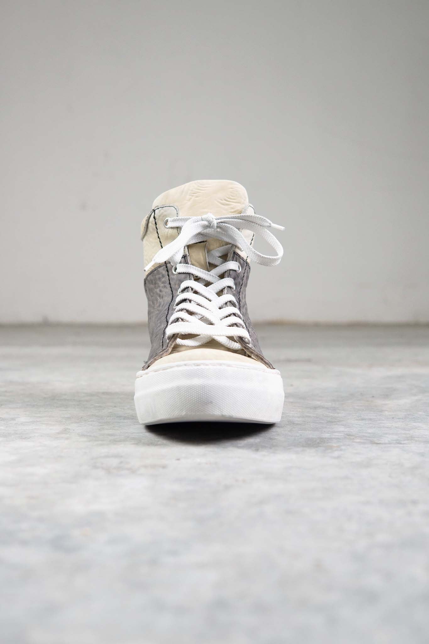 HORSE BUTT RG WHITE LEATHER SNEAKER SS-1H HIGH CUT WHITE HIGH RUBBER SOLES PIECE DYED