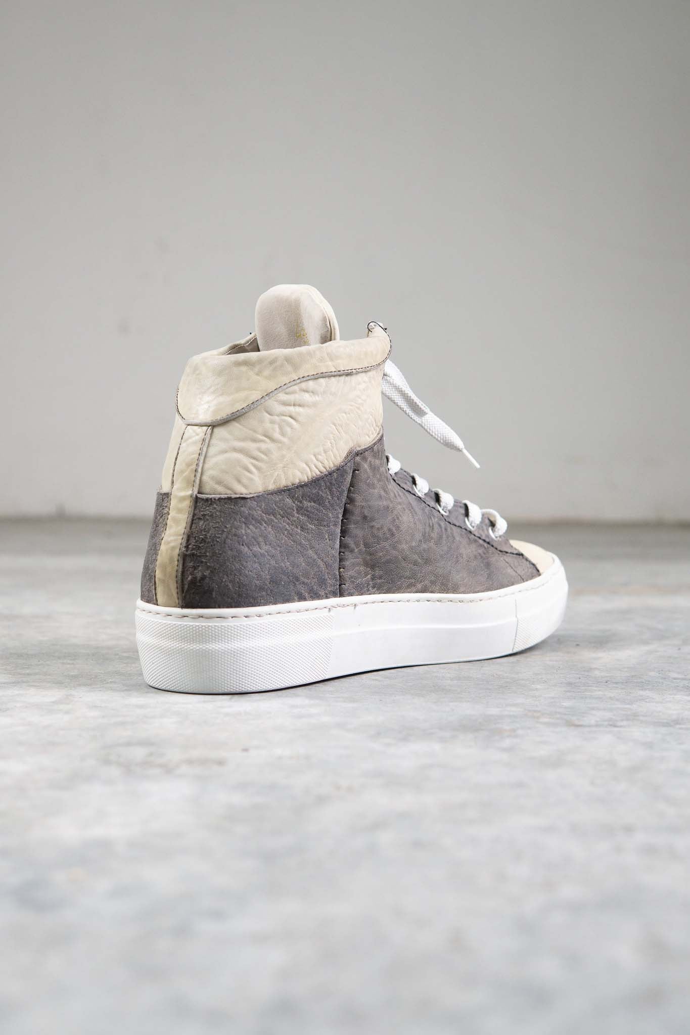 HORSE BUTT RG WHITE LEATHER SNEAKER SS-1H HIGH CUT WHITE HIGH RUBBER SOLES PIECE DYED