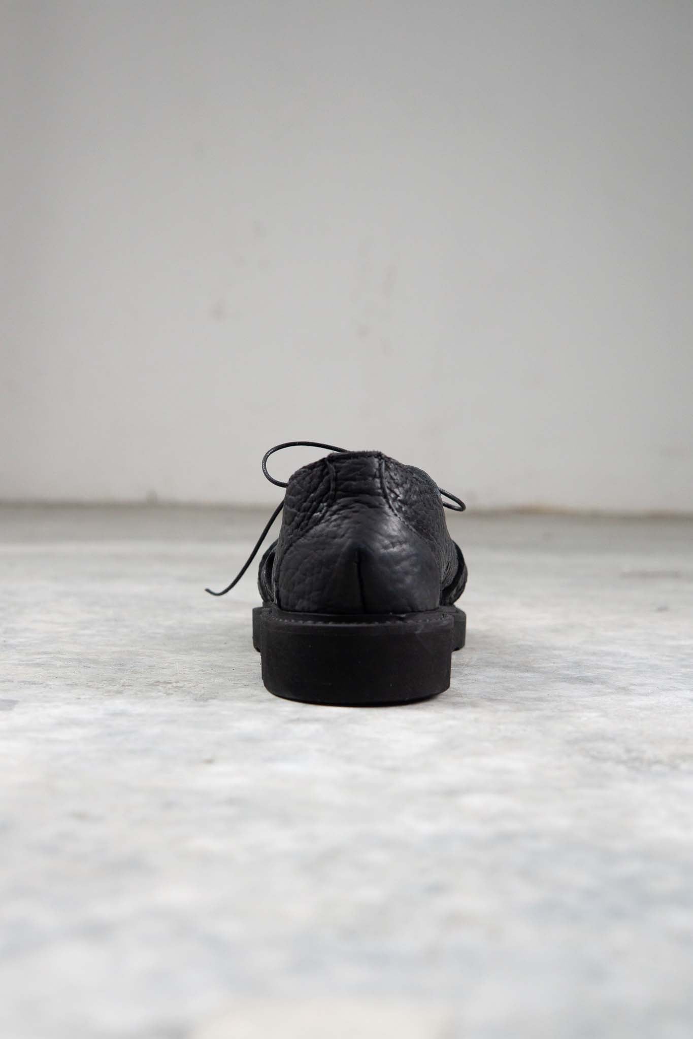 HORSE BUTT RG LEATHER SANDALI SD-2 BLACK LOW CRAPE SOLES WASHED