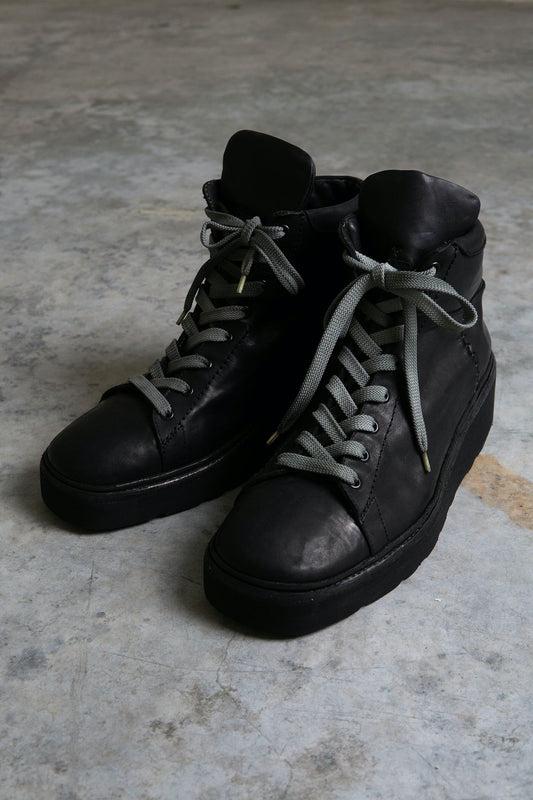HORSE LEATHER SNEAKER SS-1H HIGH CUT BLACK HIGH CREPE SOLES PIECE DYED